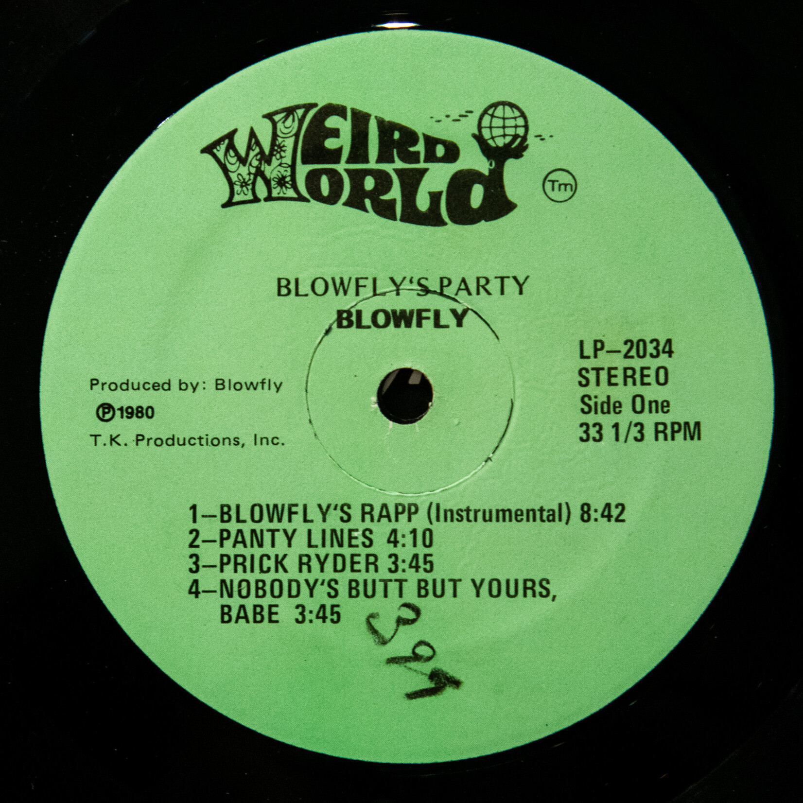 [Nick's Disk Pics] Blowfly: Blowfly's Party (1980, USA, VG+) [WEIRD WORLD]