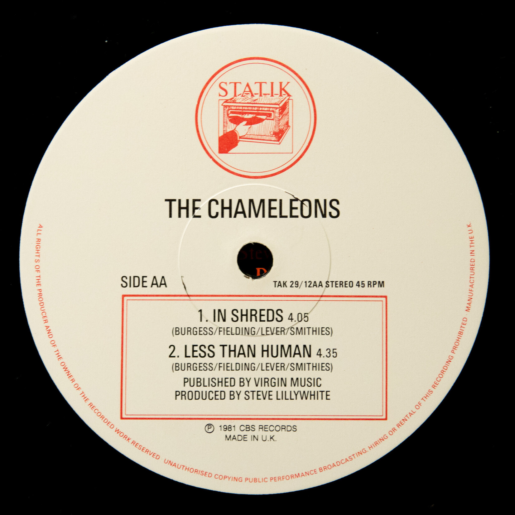 [Nick's Disk Pics] Chameleons: In Shreds / Nostalgia (12") [STATIK RECORDS]