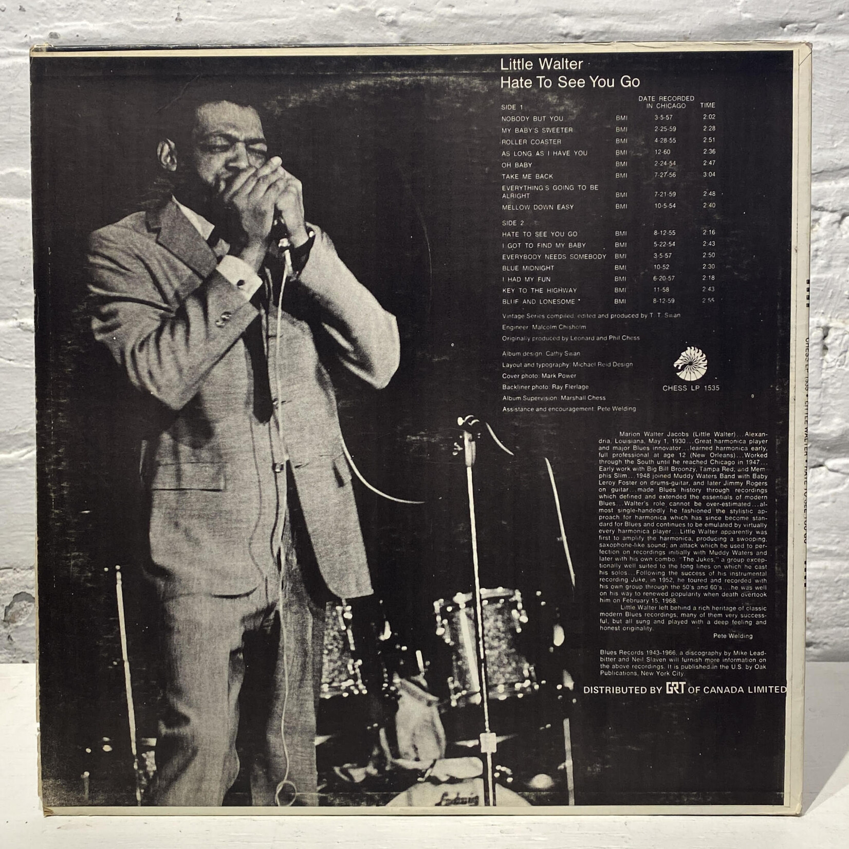 [Kollectible Vinyl] Little Walter: Hate To See You Go (1969, Canada, VG+) [CHESS]