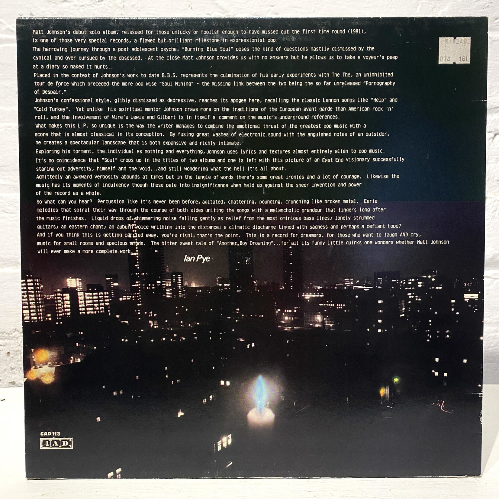 [Nick's Disk Pics] Johnson, Matt:  Burning Blue Soul [4AD]