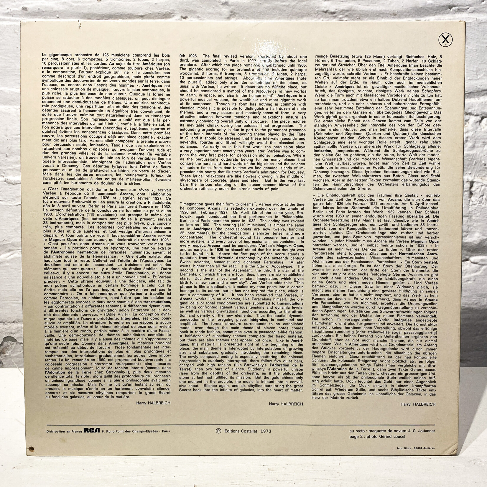 [Nick's Disk Pics] Varèse, Edgar & Constant, Marius : Orchestre Philharmonique De L'Office De Radiodiffusion Française [ERATO]