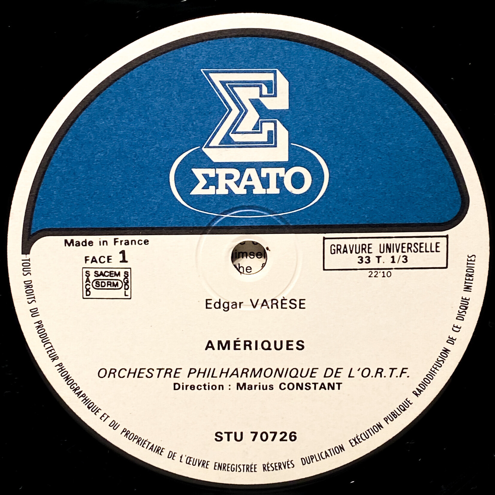 [Nick's Disk Pics] Varèse, Edgar & Constant, Marius : Orchestre Philharmonique De L'Office De Radiodiffusion Française [ERATO]