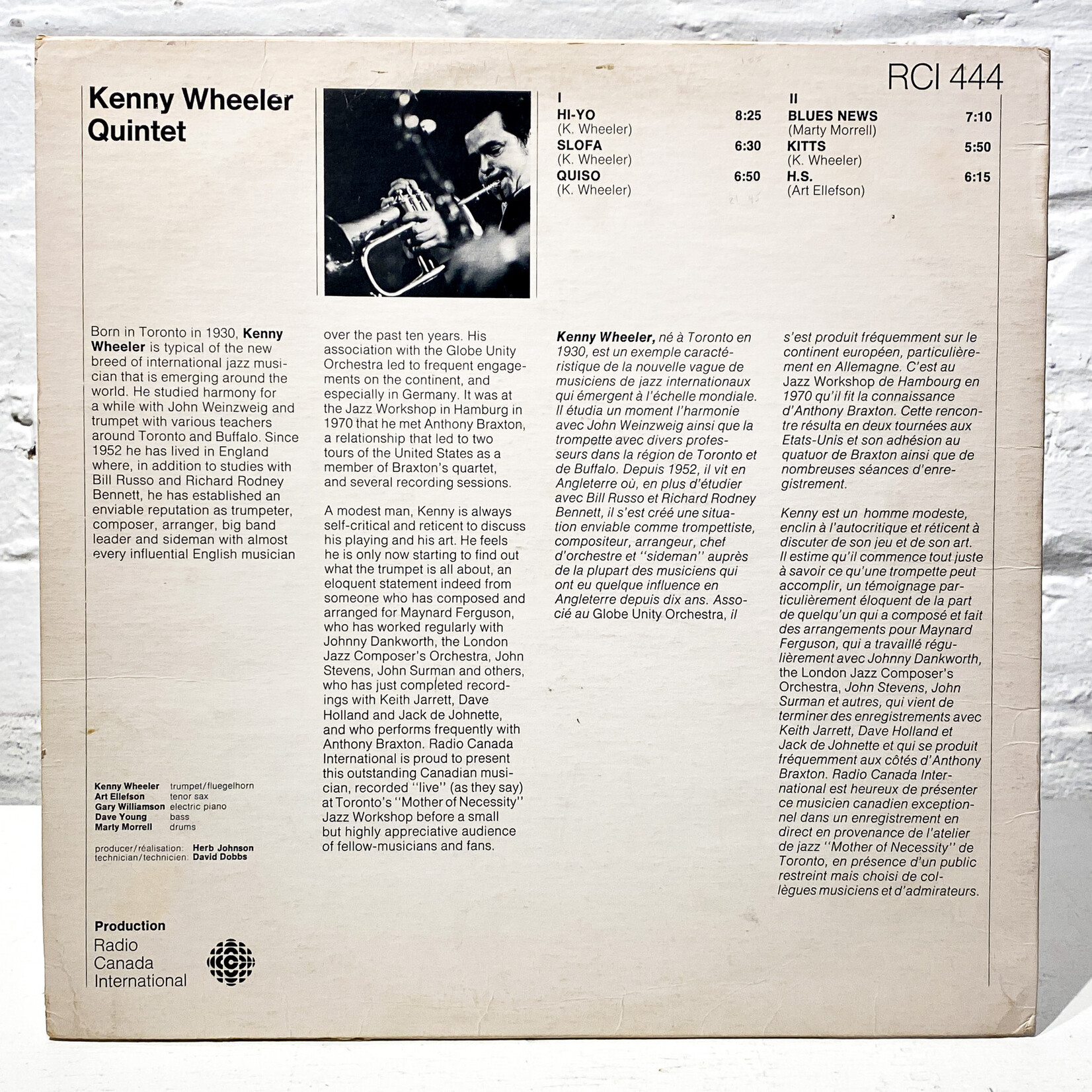 [Nick's Disk Pics] Wheeler, Kenny Quintet: self-titled  [RADIO CANADA INTERNATIONAL]
