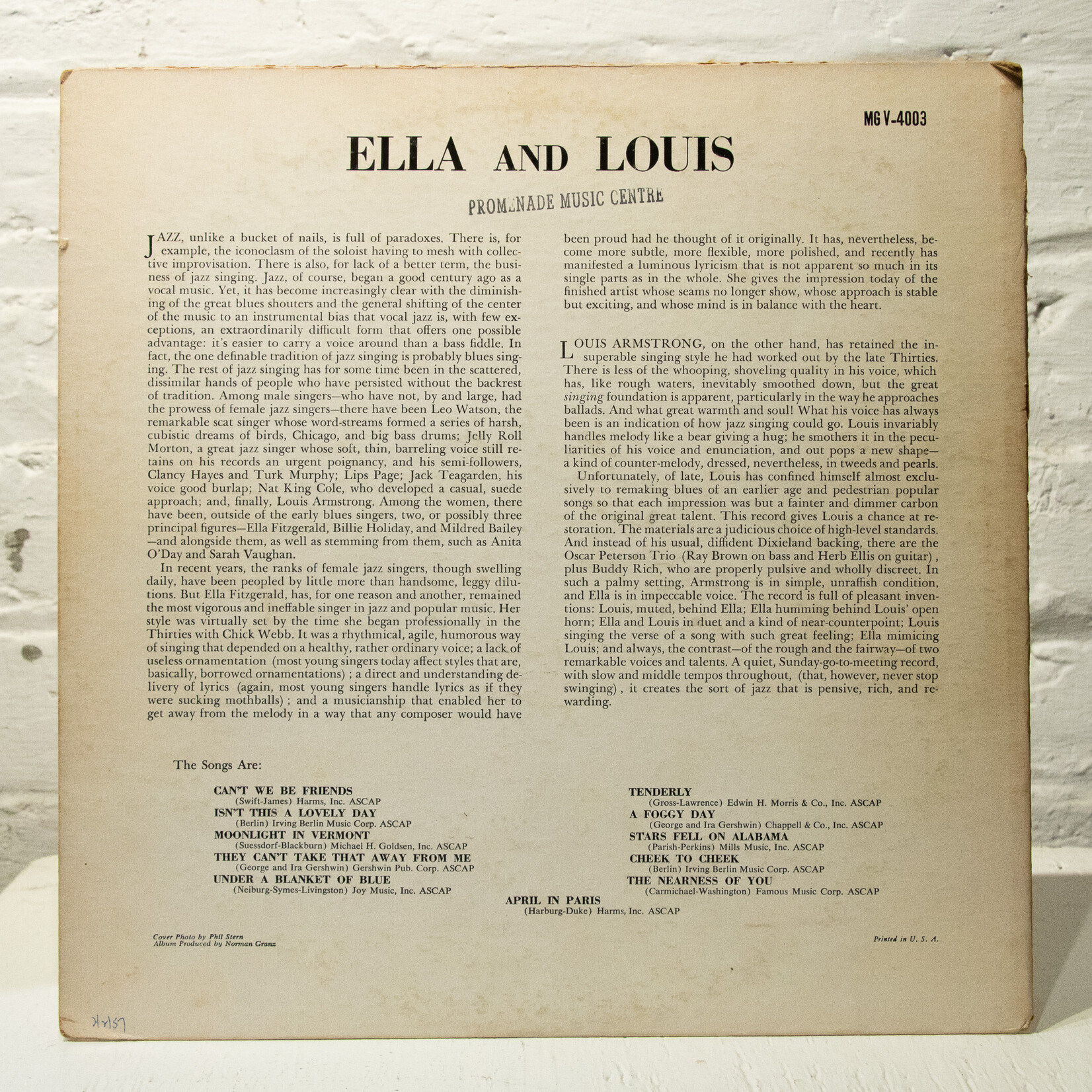 [Nick's Disk Pics] Fitzgerald, Ella & Louis Armstrong: Ella & Louis [VERVE]