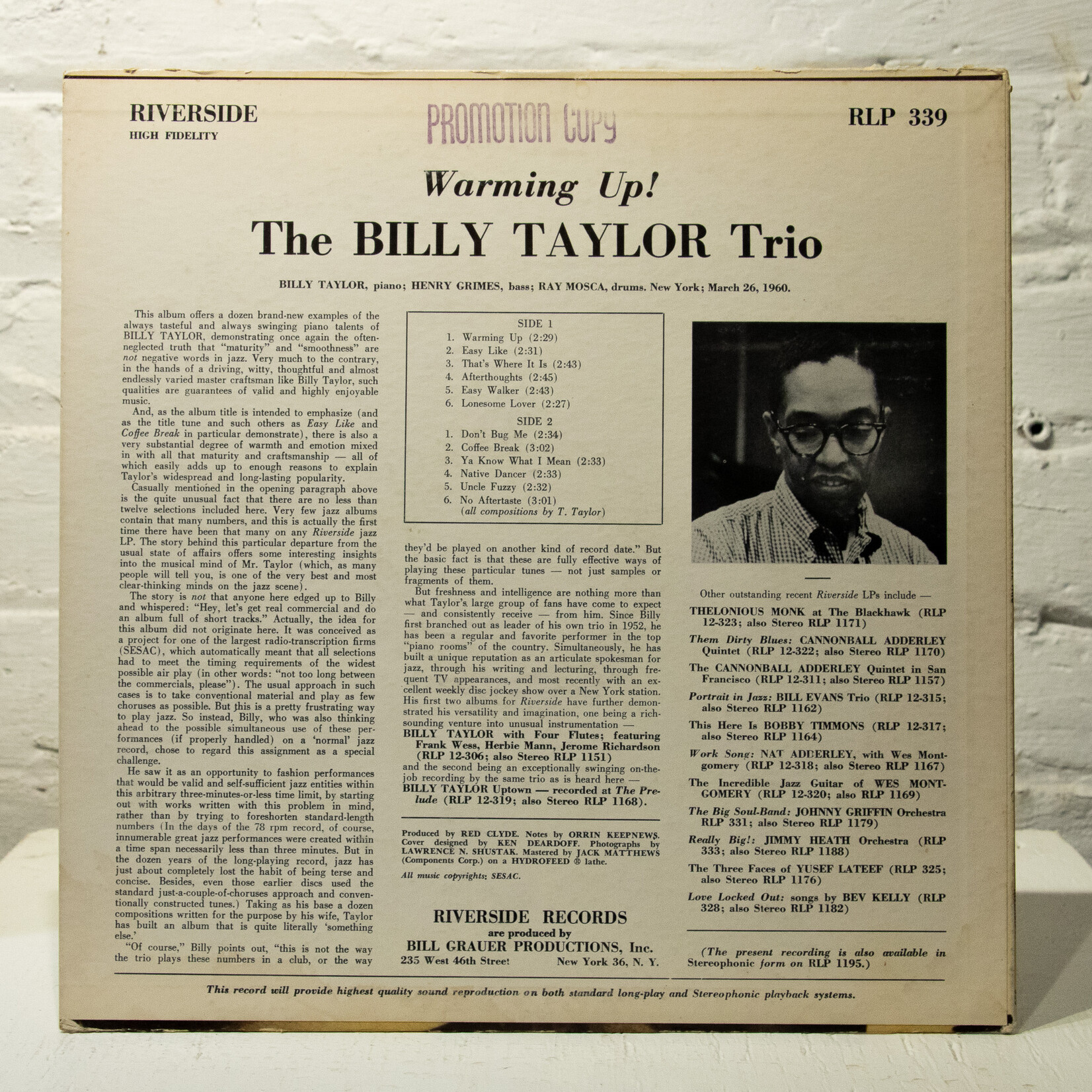 [Nick's Disk Pics] Billy Taylor Trio: Warming Up  [RIVERSIDE]
