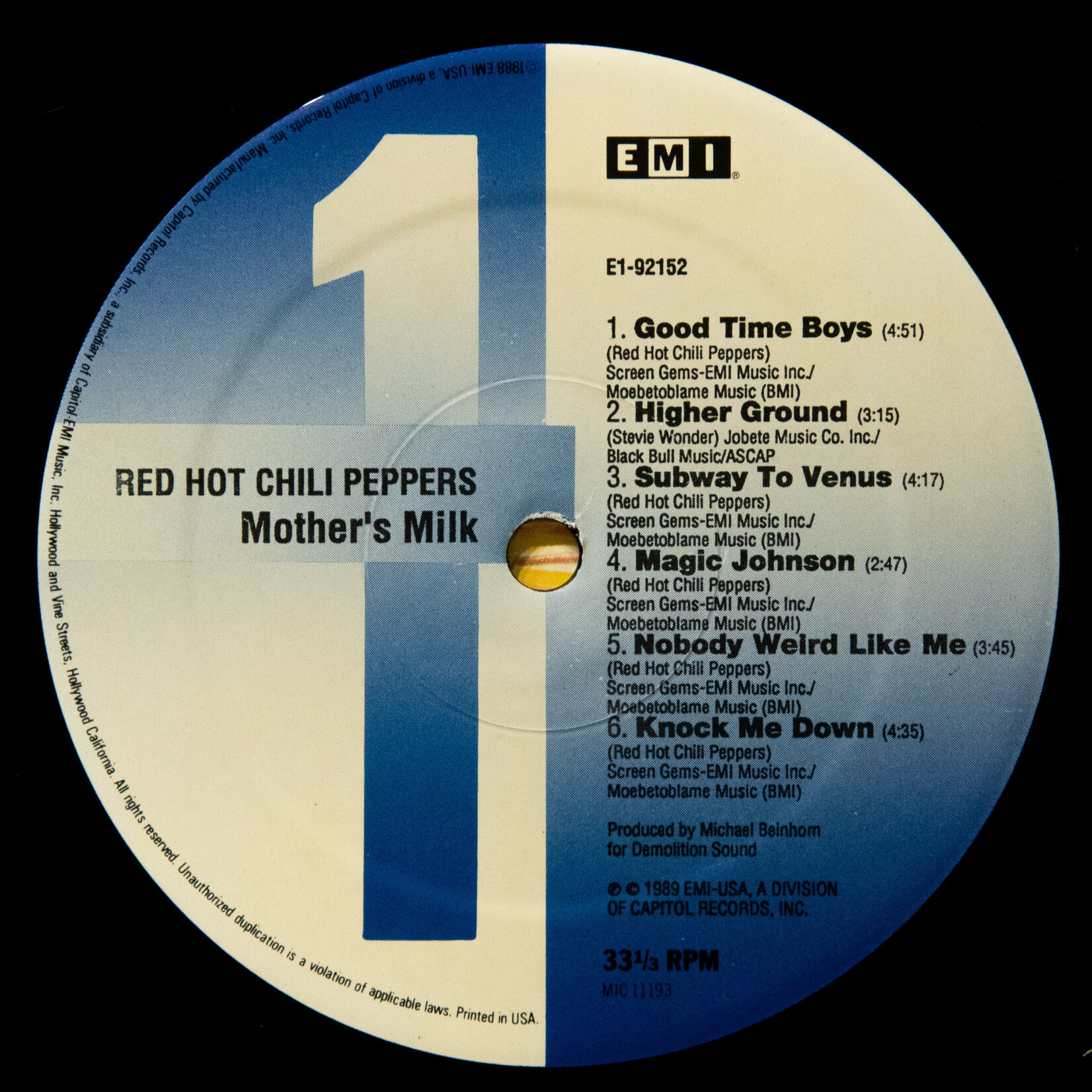 [Nick's Disk Pics] Red Hot Chili Peppers: Mother's Milk [CAPITOL]
