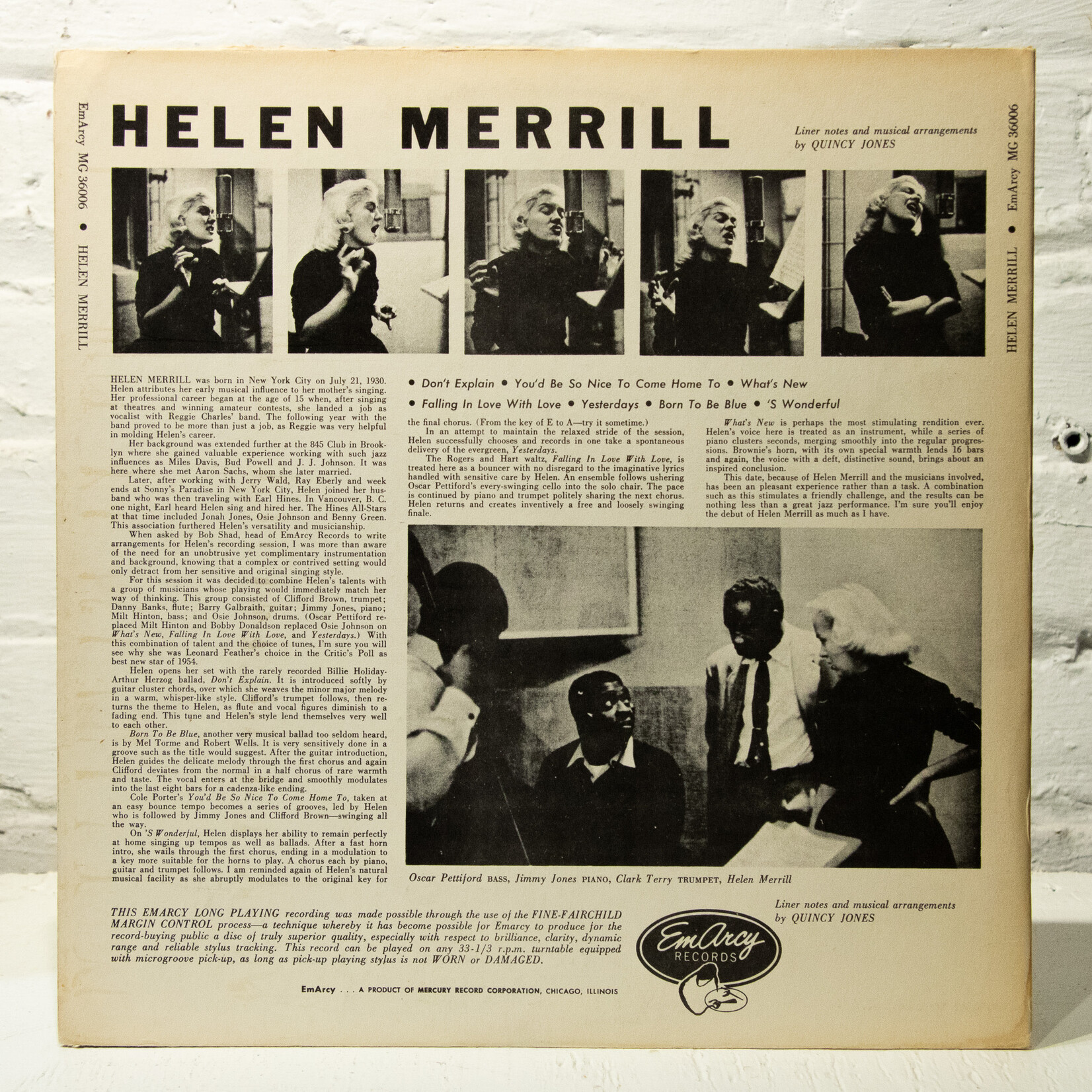 [Nick's Disk Pics] Merrill, Helen: Helen Merrill (1955, Canada, VG) [EMARCY]