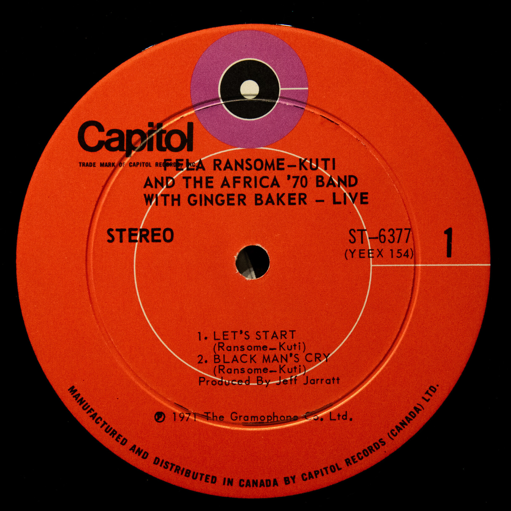 [Nick's Disk Pics] Kuti, Fela: Fela Ransome-Kuti and The Africa' 70 with Ginger Baker-Live! [CAPITOL]