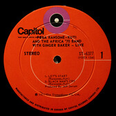 FELA KUTI / LIVE WITH GINGER BAKER レコード Live with Ginger Baker (1971) | Fela Kuti