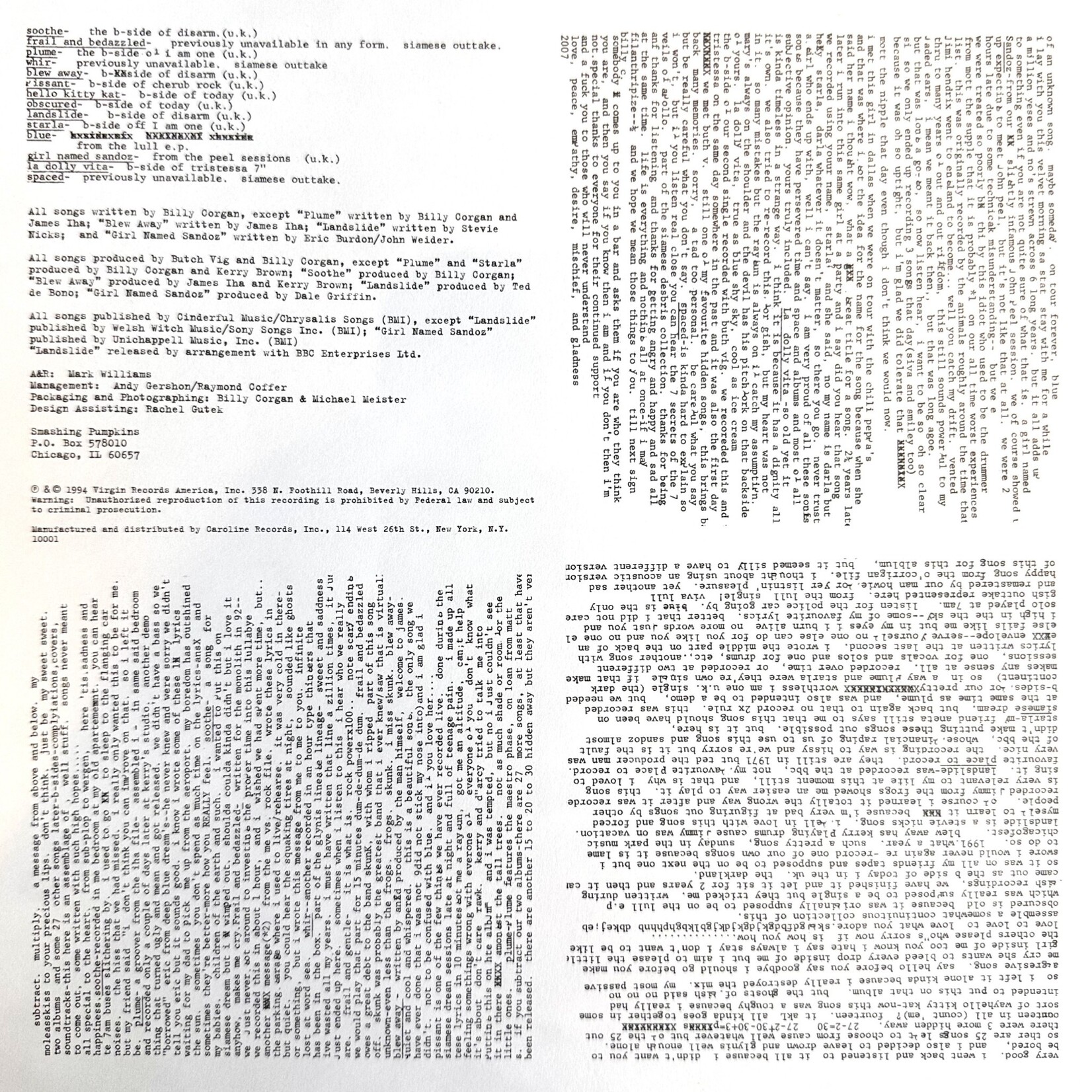 [Nick's Disk Pics] Smashing Pumpkins: Pisces Iscariot [VIRGIN]