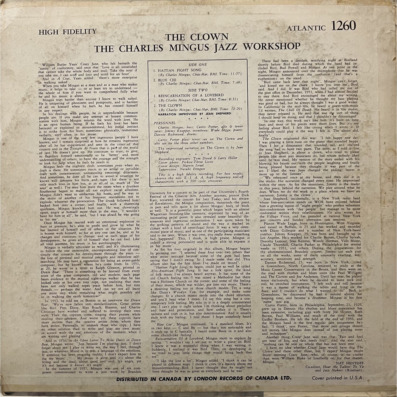 [Nick's Disk Pics] Mingus, Charles: The Clown [ATLANTIC]