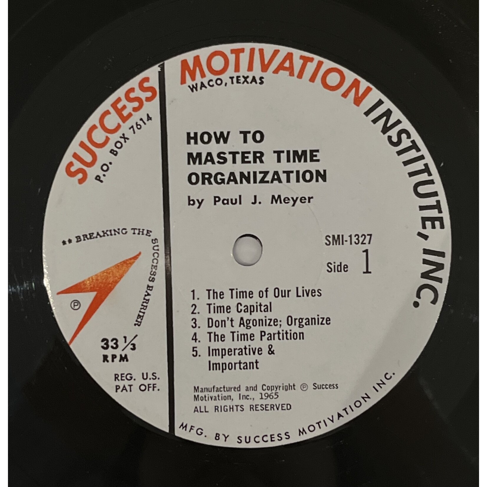 [Nick's Disk Pics] Meyer, Paul J.: How To Master Time Organization (w/ booklet) [SUCCESS MOTIVATION INSTITUTE]
