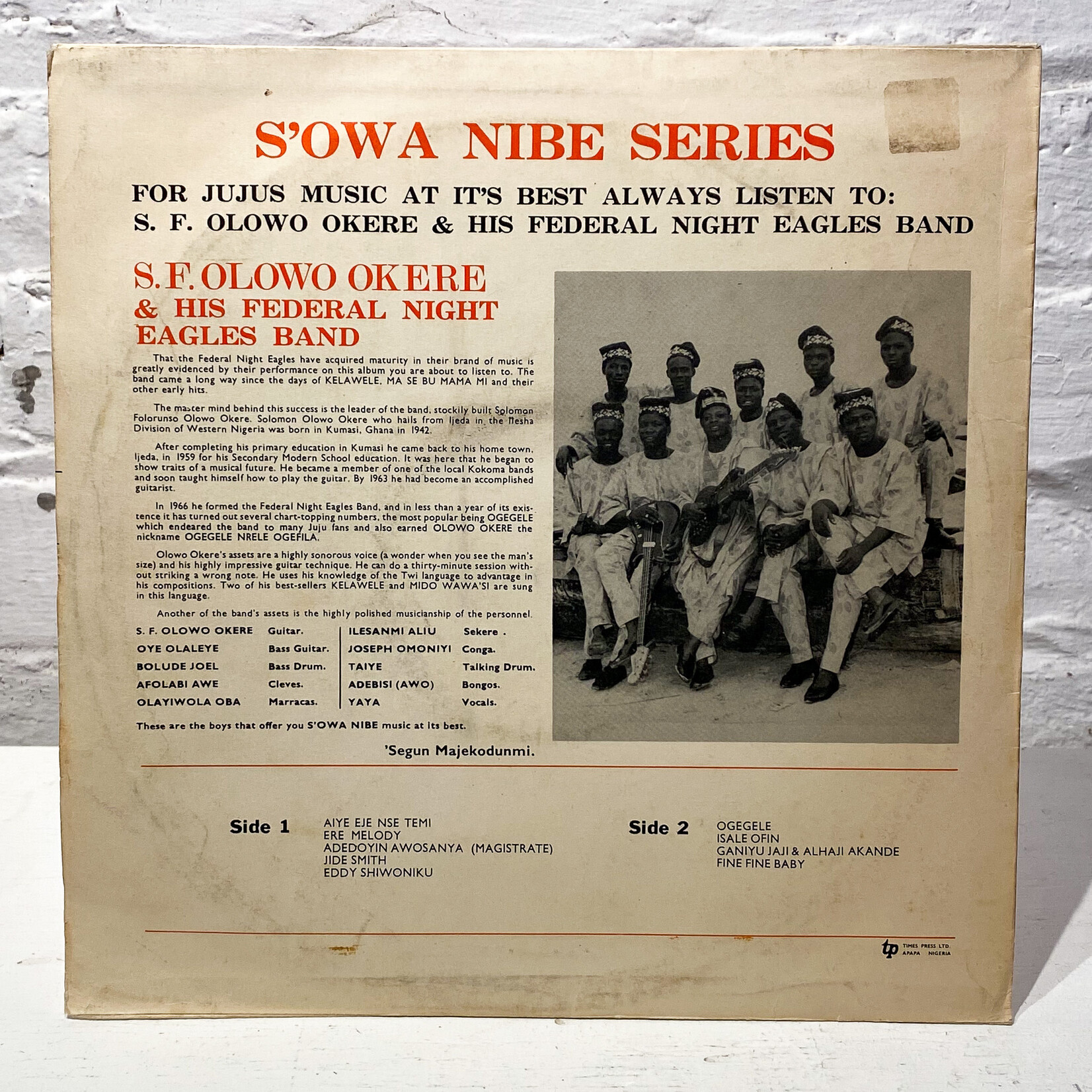 [Nick's Disk Pics] S.F. Olowo Okere And His Federal Night Eagles Band: S'Owa Nibẹ (1960s, Nigeria, VG+) [PHILIPS]