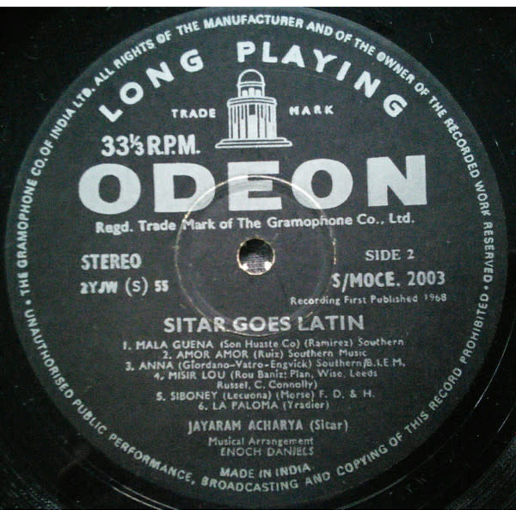 [Kollectible Vinyl] Acharya, Jayaram & Enoch Daniels: Sitar Goes Latin [ODEON]
