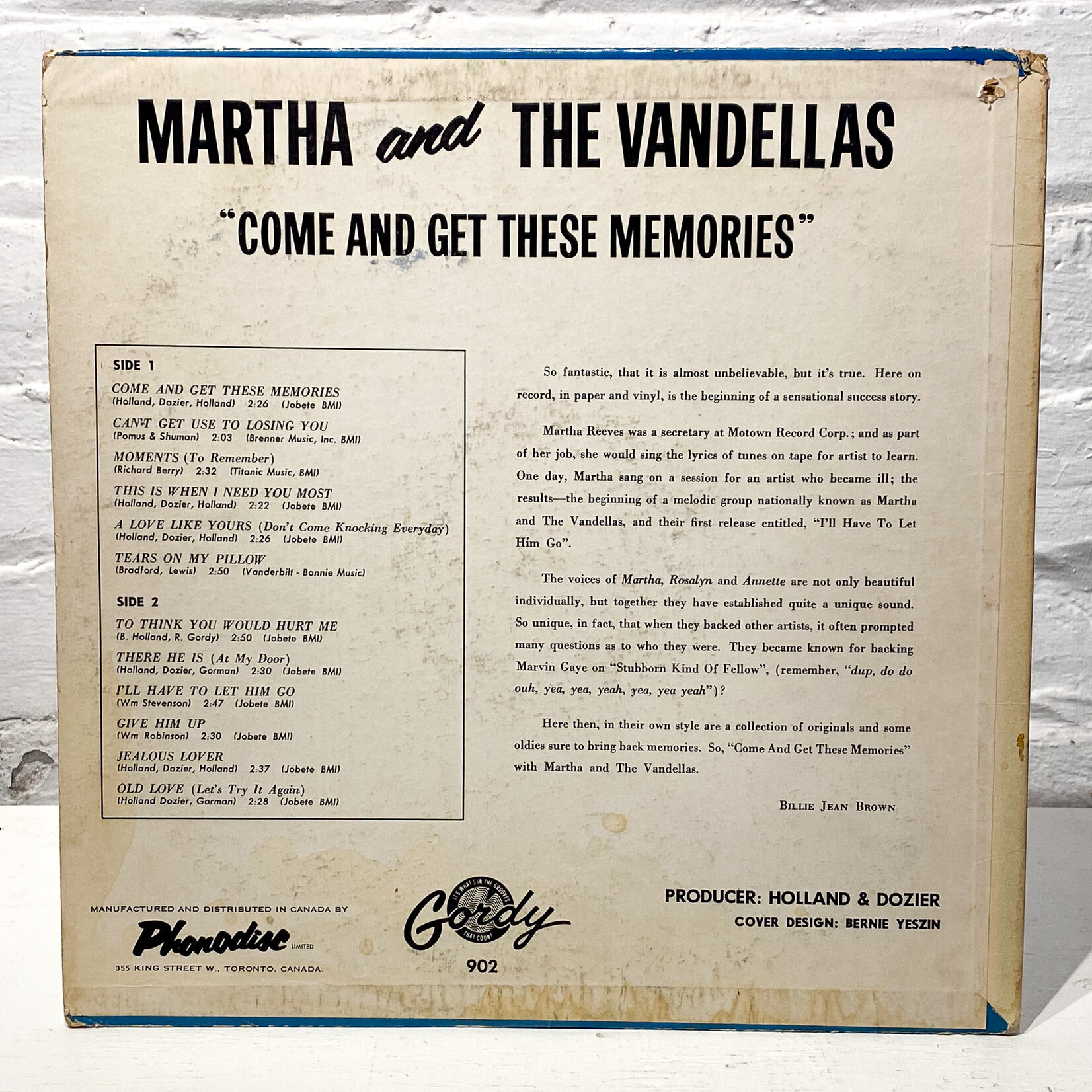 [Nick's Disk Pics] Martha And The Vandellas: Come and Get These Memories [TAMLA]