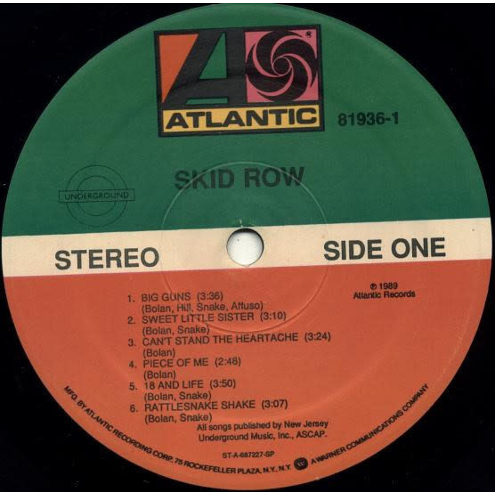 [Kollectible Vinyl] Skid Row: self-titled [ATLANTIC]
