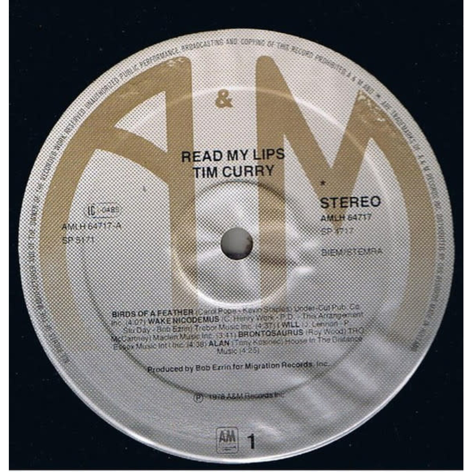 [Kollectible Vinyl] Curry, Tim: Read My Lips (Autographed) [A&M]