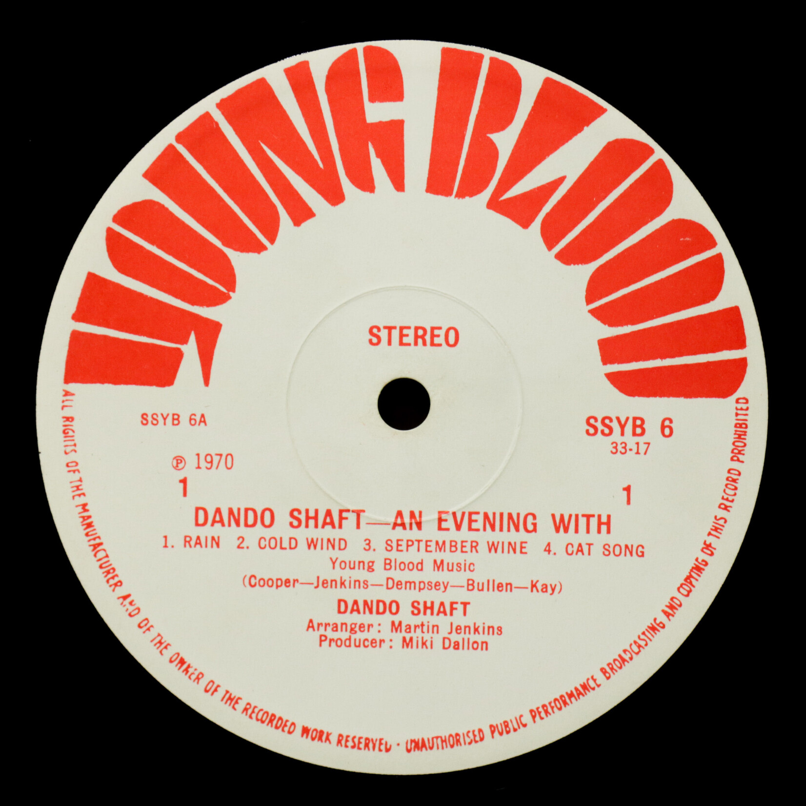 [Nick's Disk Pics] Dando Shaft: An Evening With (1970, UK, VG) [YOUNG BLOOD]