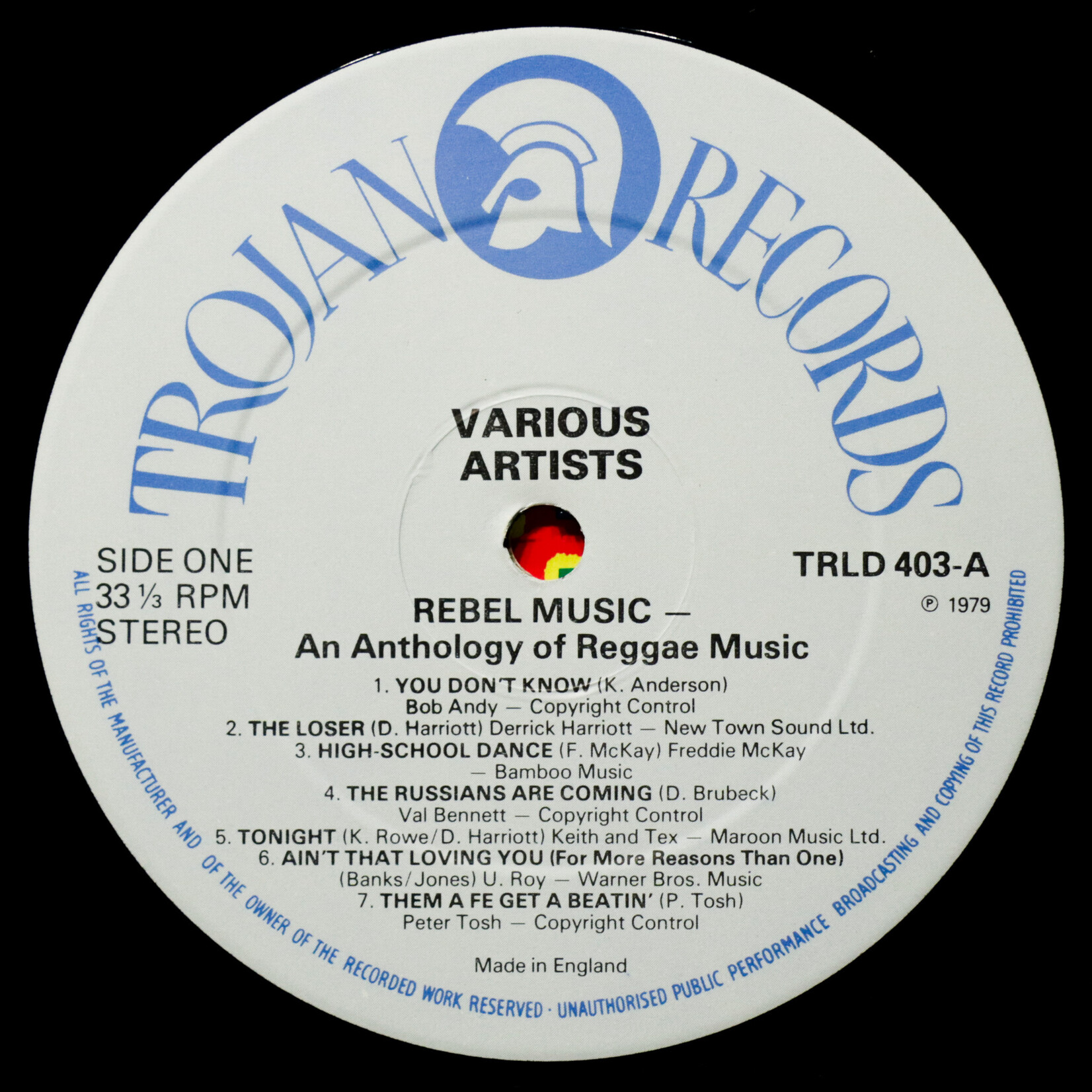 [Nick's Disk Pics] V/A: Rebel Music - An Anthology Of Reggae Music [TROJAN]