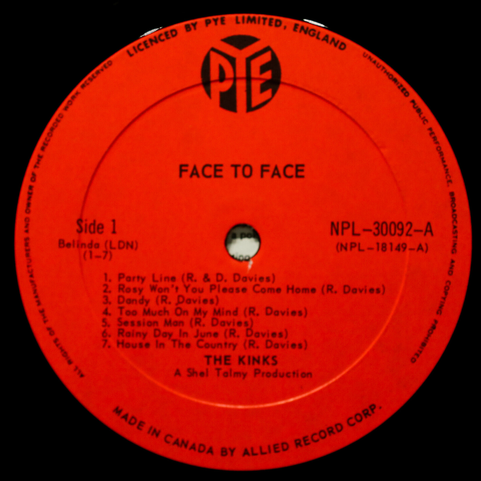[Nick's Disk Pics] Kinks: Face to Face [PYE]