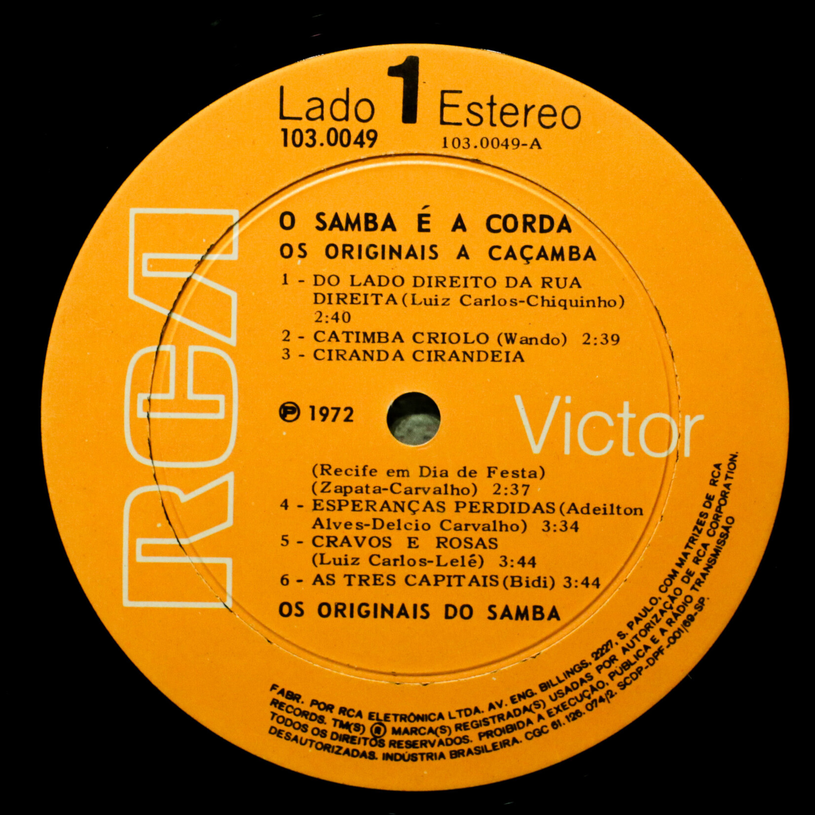 [Nick's Disk Pics] Os Originais Do Samba: O Samba É A Corda... Os Originais A Caçamba [RCA]