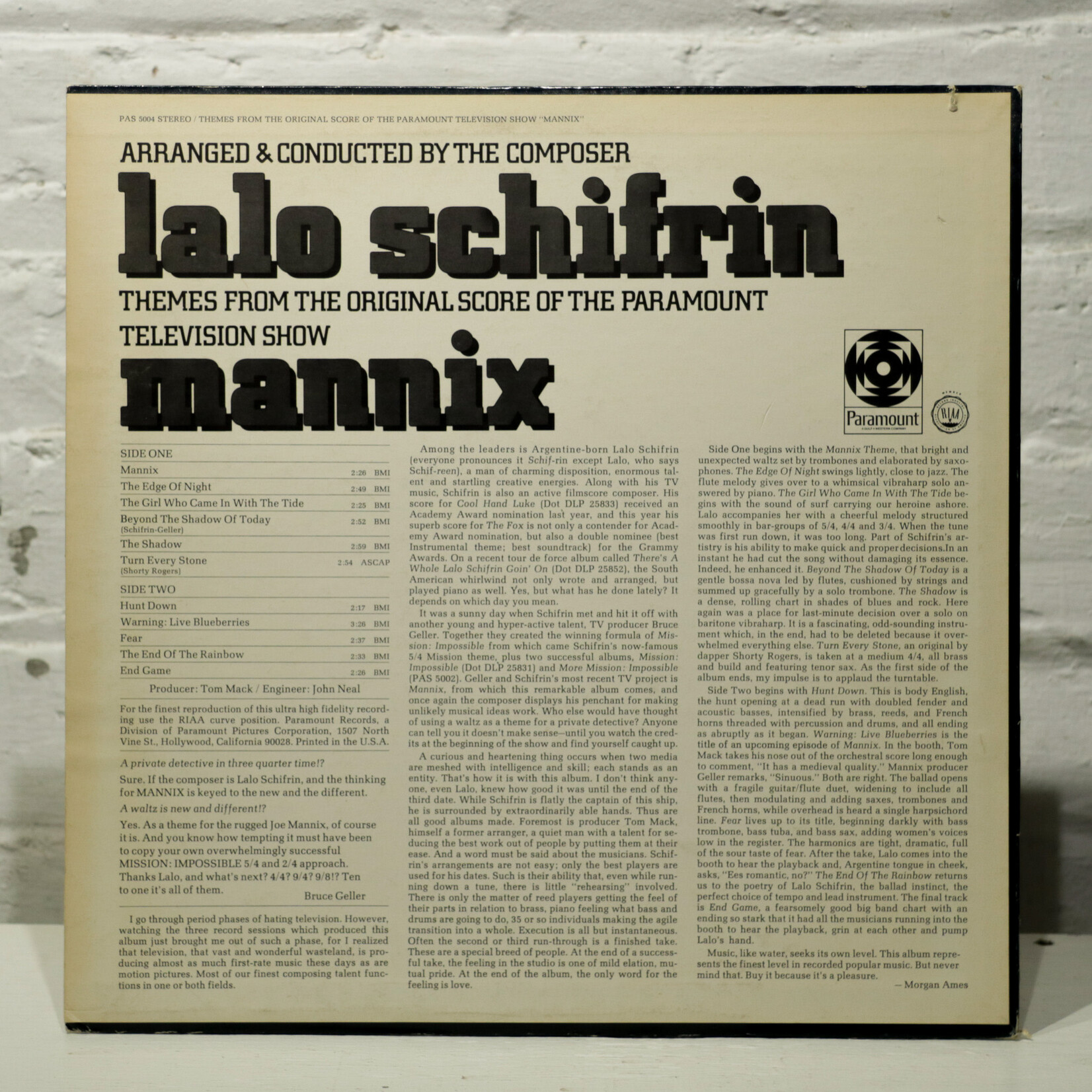 [Nick's Disk Pics] Lalo Schifrin: Mannix [PARAMOUNT]