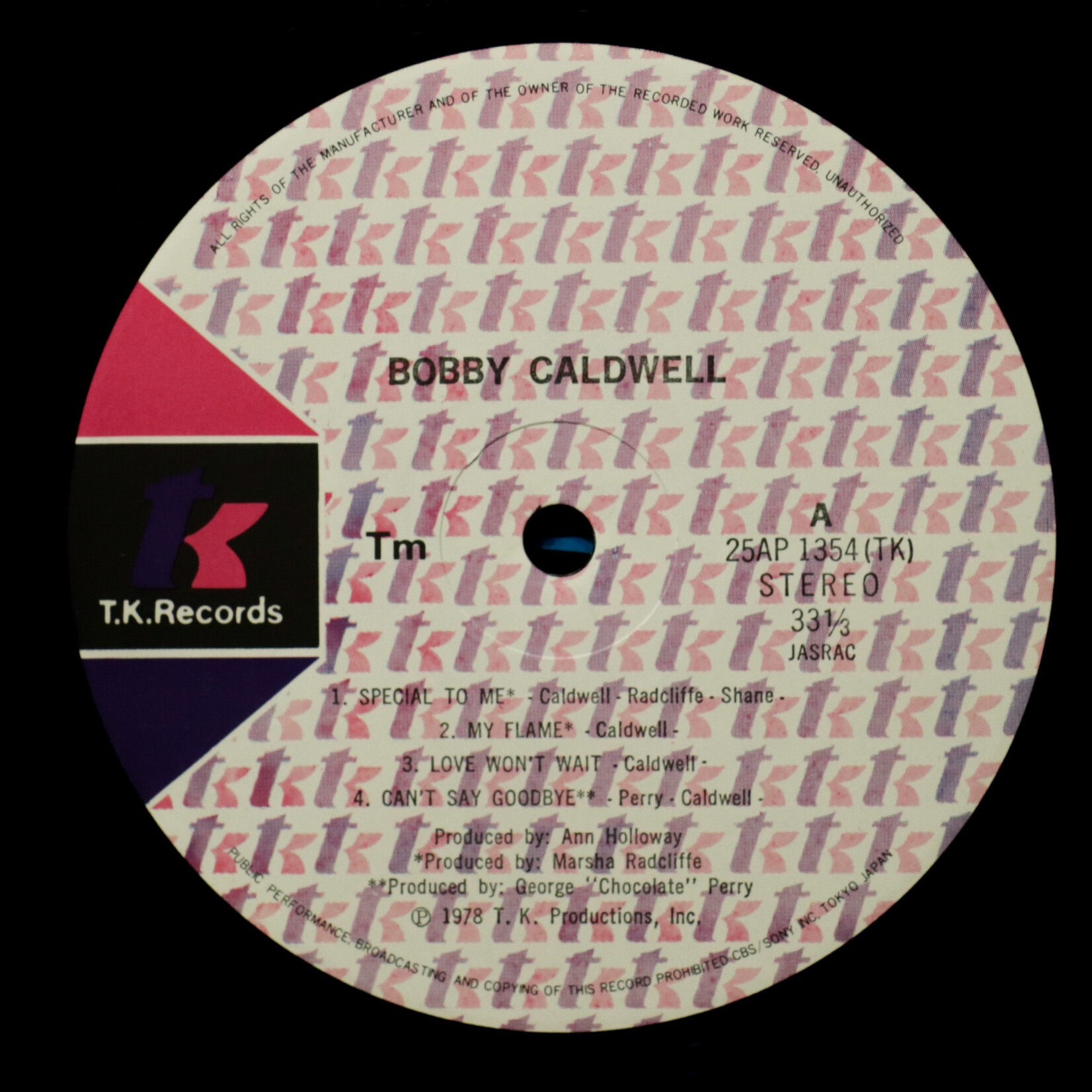 [Nick's Disk Pics] Caldwell, Bobby:  Bobby Caldwell [T.K RECORDS]