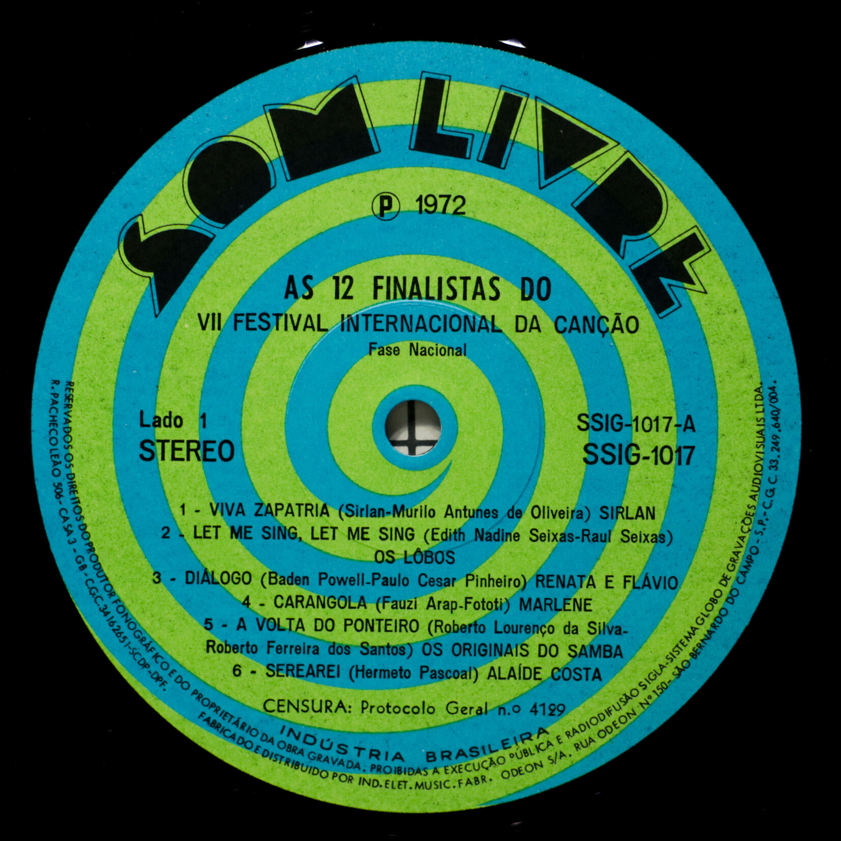 [Nick's Disk Pics] V/A: As 12 Finalistas Do VII Festival Internacional Da Canção [SOM LIVRE]
