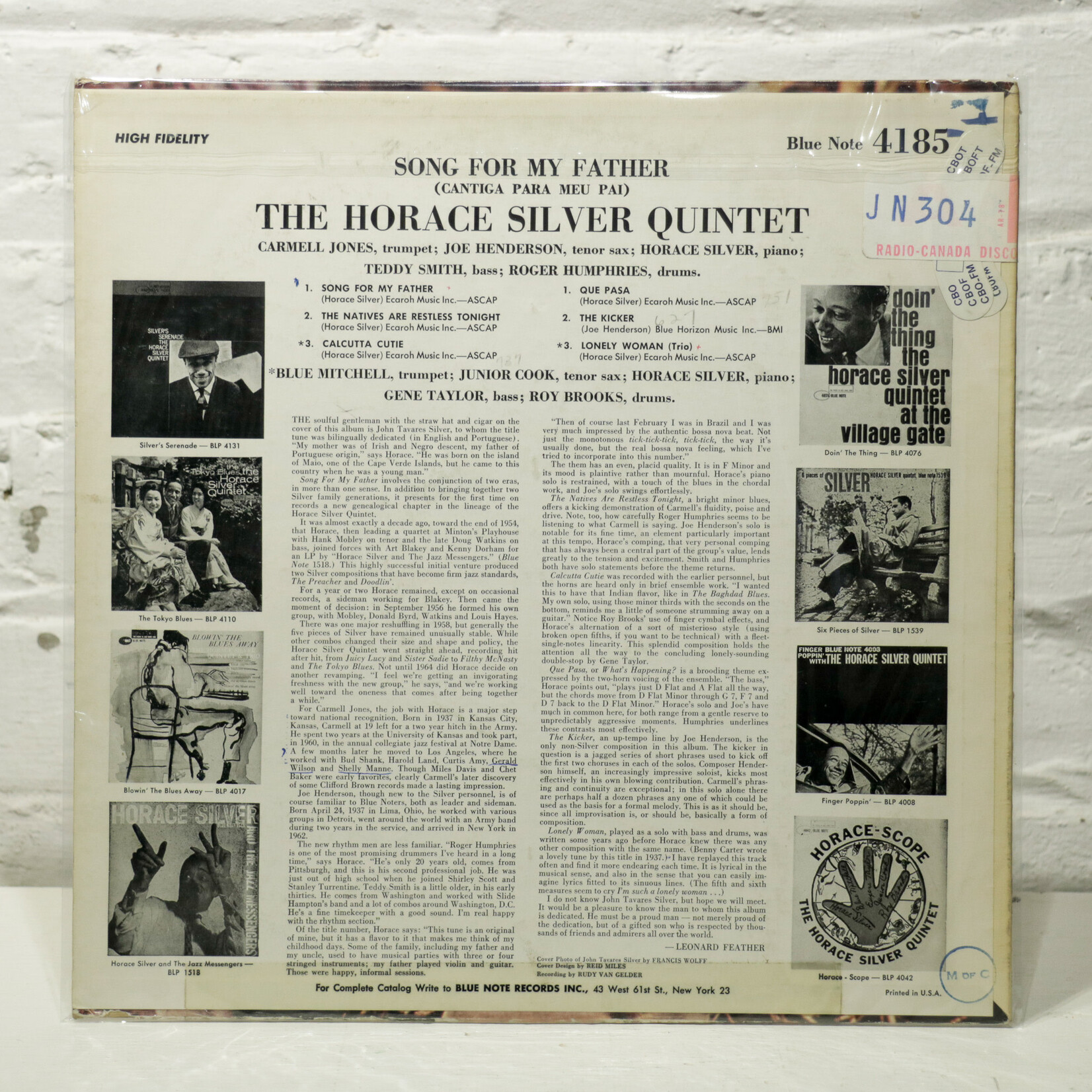 [Nick's Disk Pics] Silver, Horace Quintet: Song For My Father [BLUE NOTE]