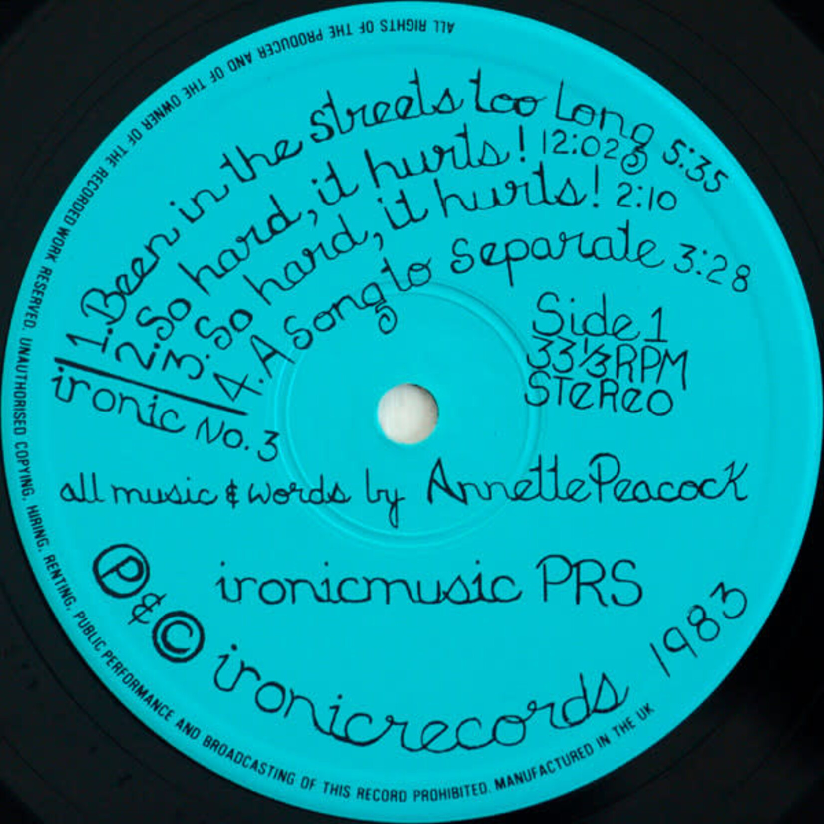 [Kollectible Vinyl] Peacock, Annette: Been In The Streets Too Long [ICONIC]