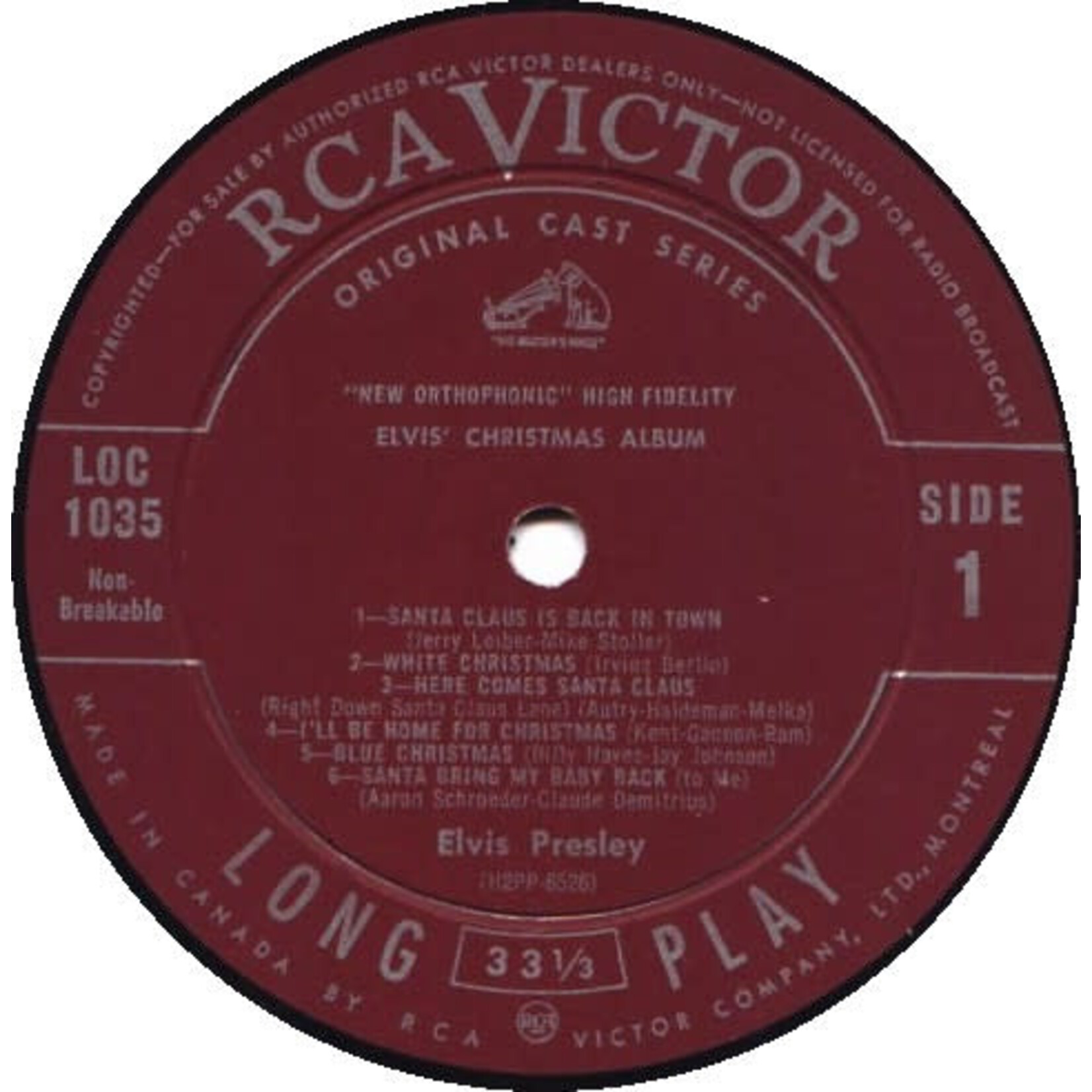 [Kollectible Vinyl] Presley, Elvis: Elvis' Christmas Album (1957, Canada, VG, 50s/ 60s) [RCA]