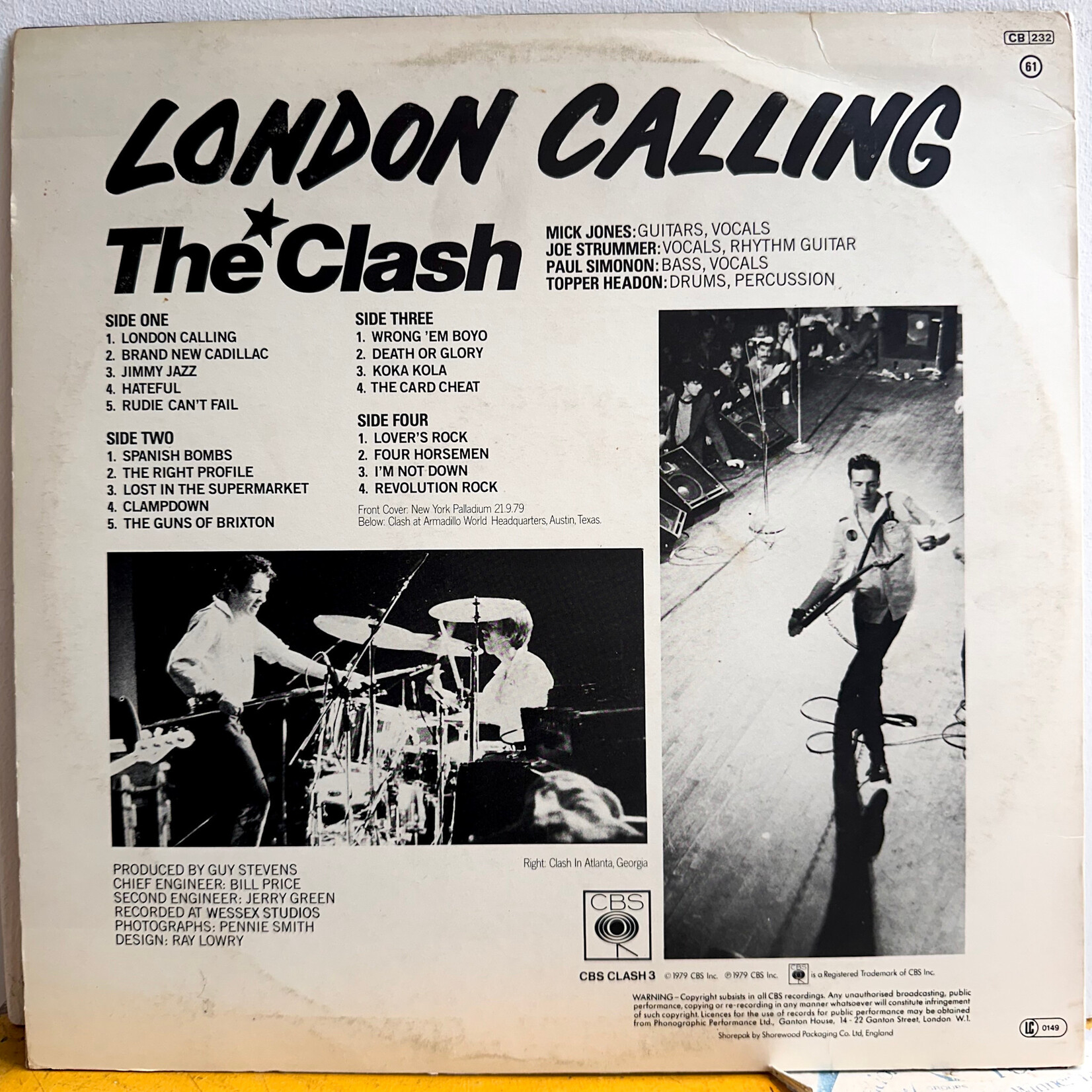 [Nick's Disk Pics] Clash: London Calling (1979, OG UK, w/ Both Inserts, VG) [CBS]