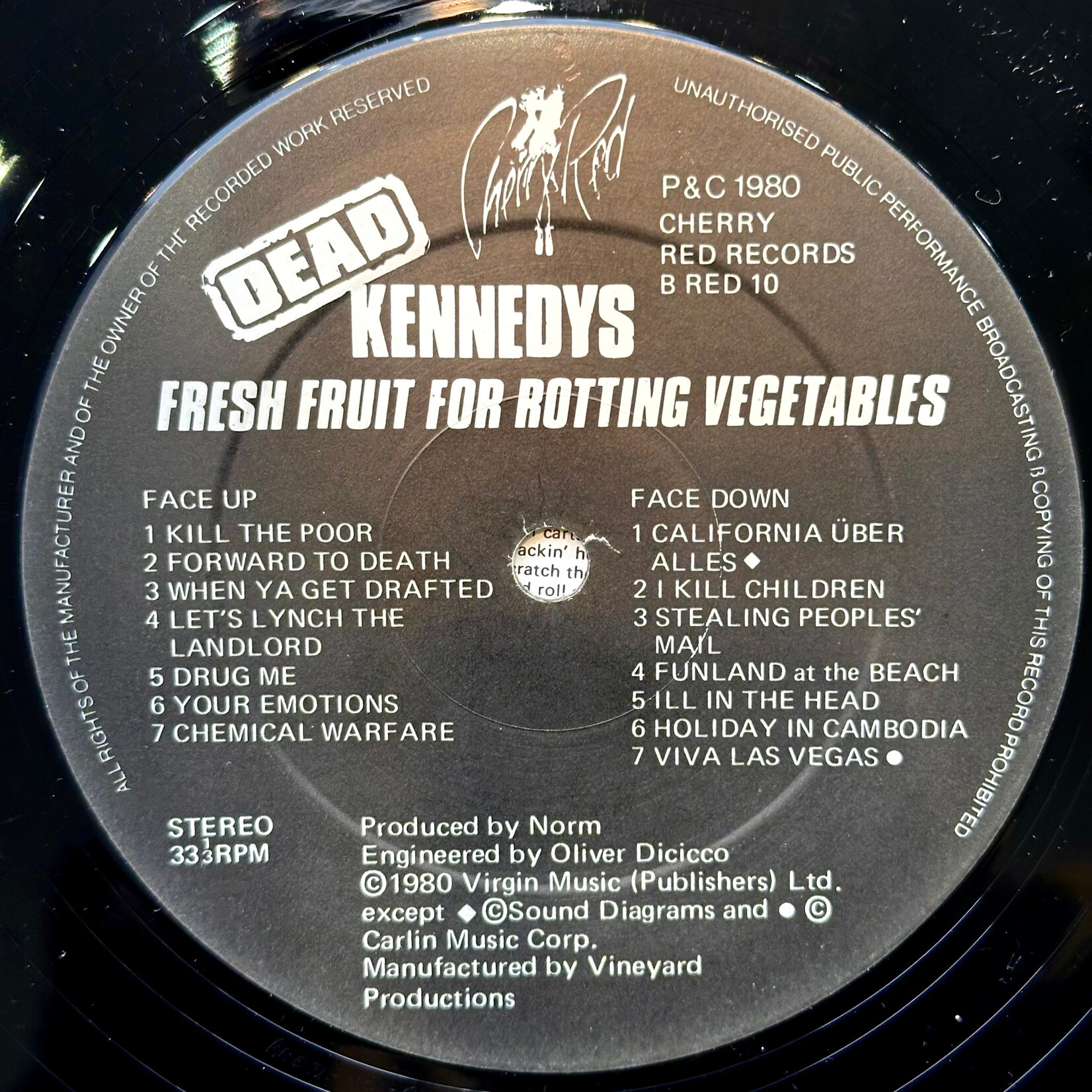 [Nick's Disk Pics] Dead Kennedys: Fresh Fruit For Rotting Vegetables (1980, UK, 1st Press, Complete w/ Mint Insert & Booklet) [VIRGIN]