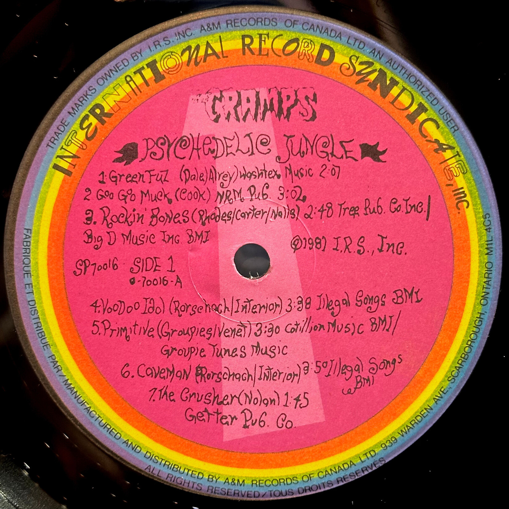 [Nick's Disk Pics] Cramps: Psychedelic Jungle (1981, Canada, Rainbow Labels, NM) [I.R.S]
