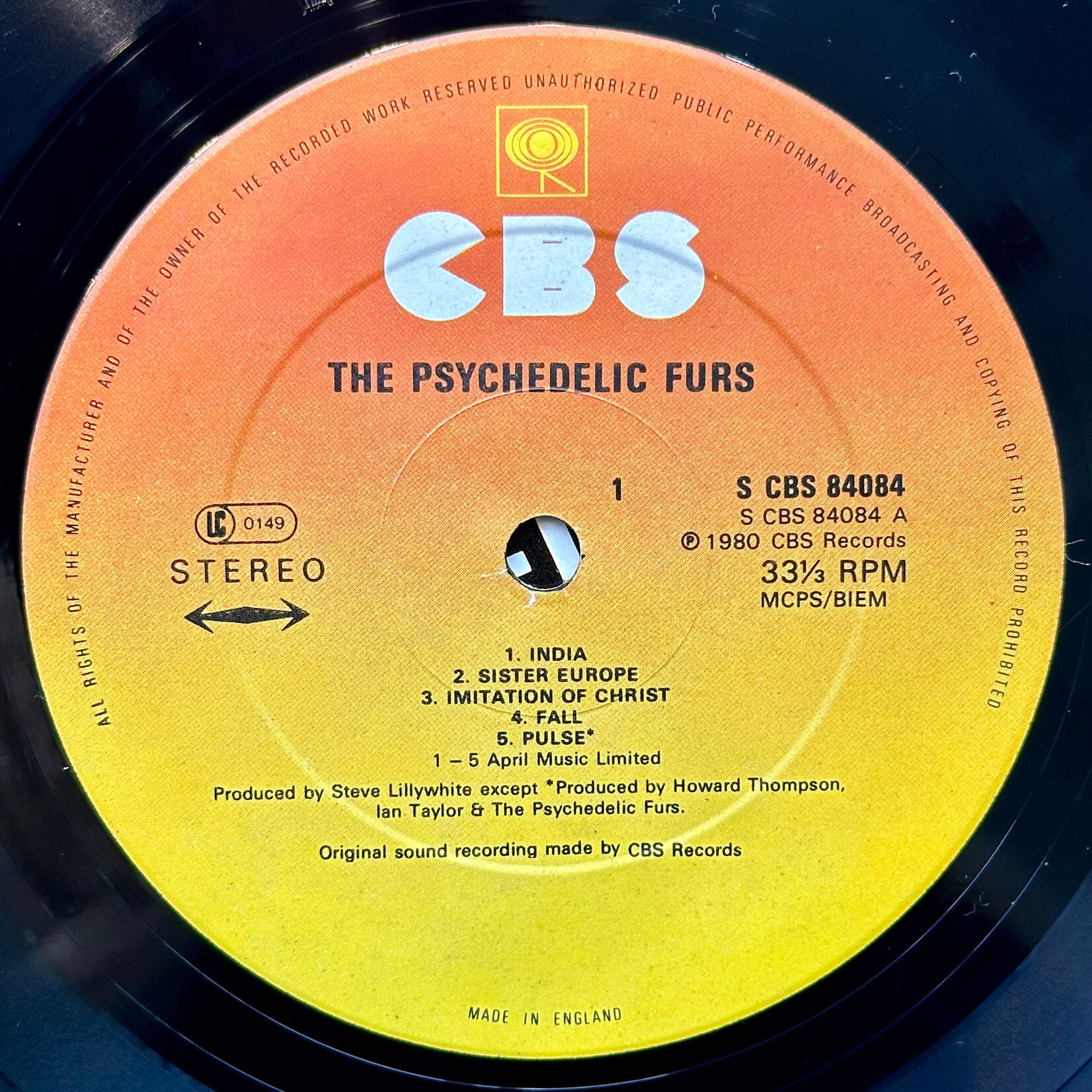 [Nick's Disk Pics] Psychedelic Furs: self-titled (1980, UK, NM, Rock) [CBS]