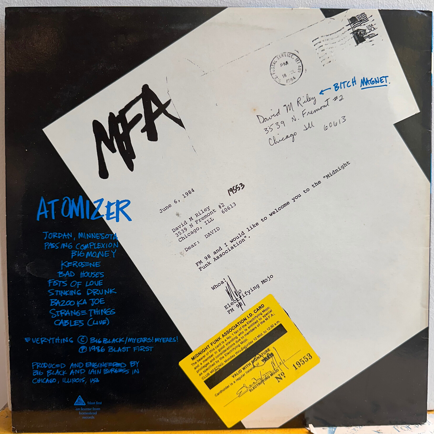 [Nick's Disk Pics] Big Black: Atomizer (1986, UK, VG+, Punk) [BLAST FIRST]