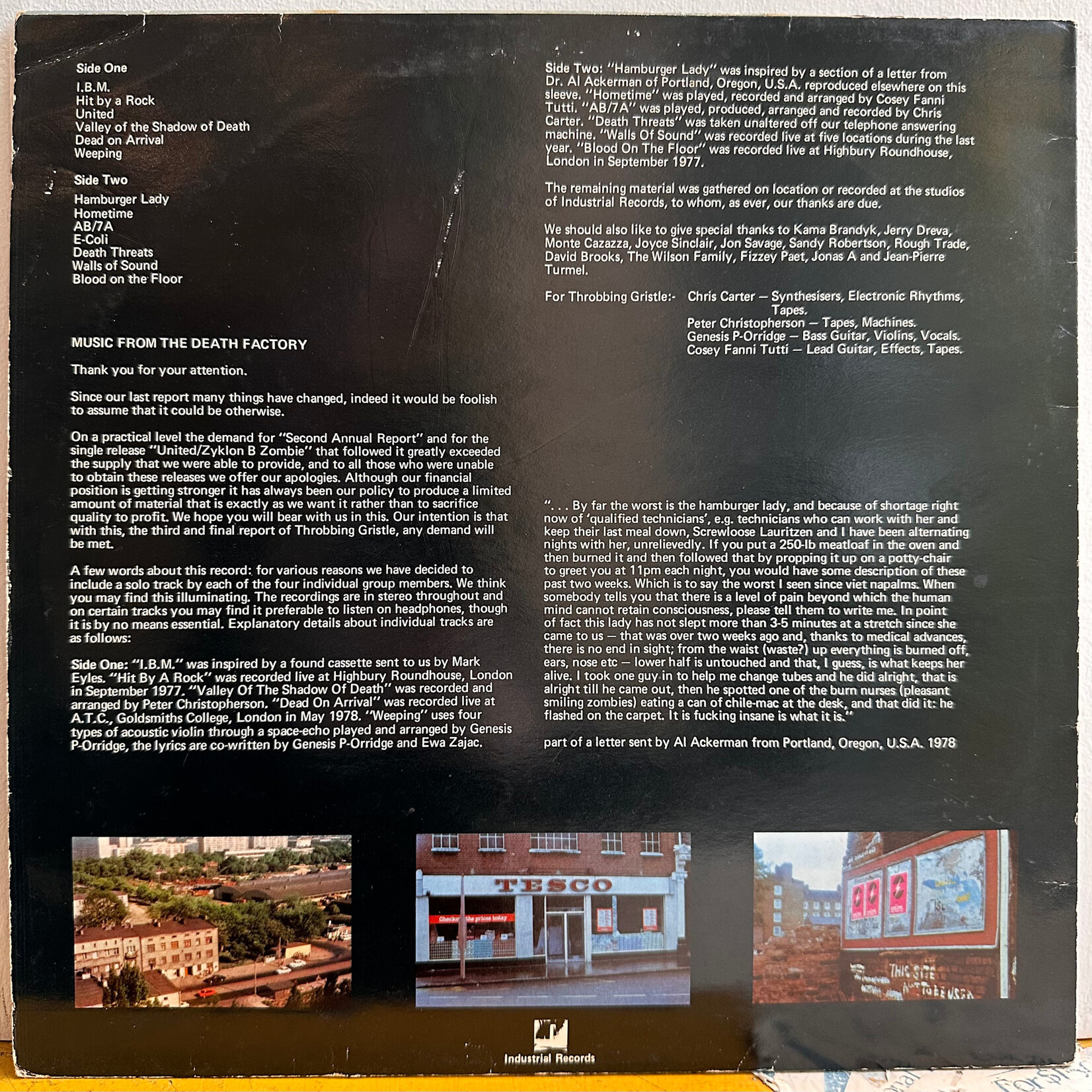 [Nick's Disk Pics] Throbbing Gristle: Third & Final Report (1978, 1st UK Press, VG+, Industrial) [INDUSTRIAL]