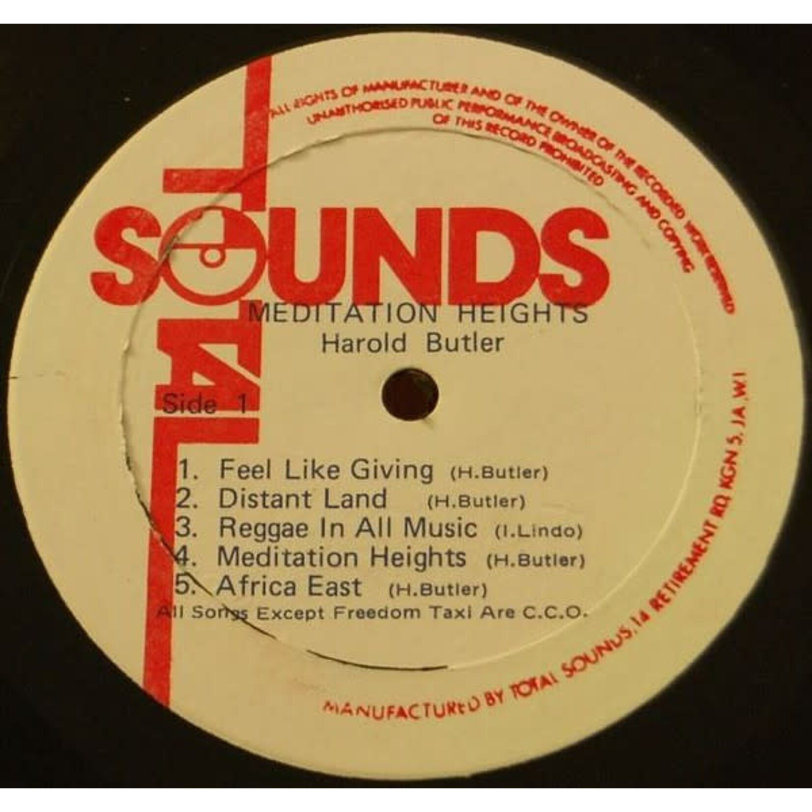 [Kollectible Vinyl] Harold Butler – Meditation Heights (1977, Jamaican, reggae, VG+) [TOTAL SOUNDS]