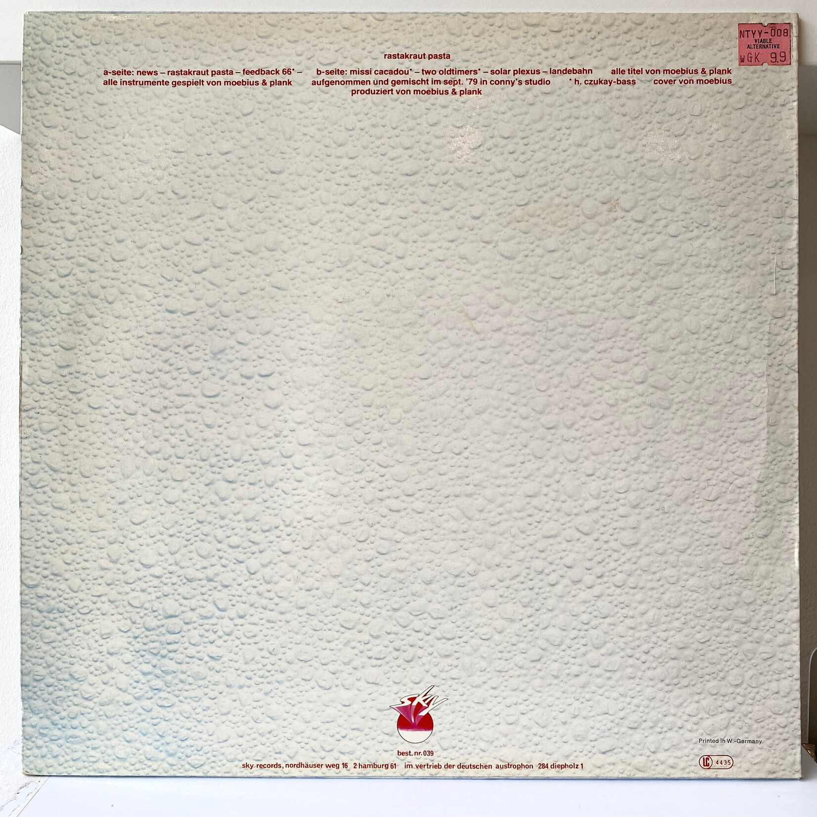 [Nick's Disk Pics] Moebius, Dieter & Conny Plank: Rastakraut Pasta (1980, Germany, Ex)[SKY]