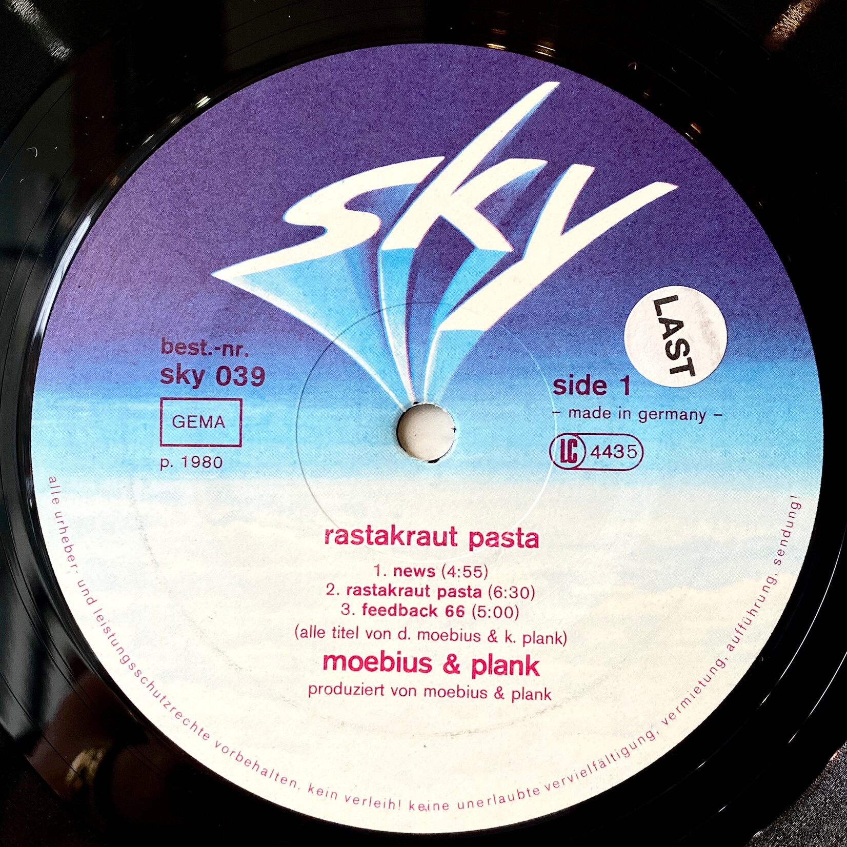 [Nick's Disk Pics] Moebius, Dieter & Conny Plank: Rastakraut Pasta (1980, Germany, Ex)[SKY]