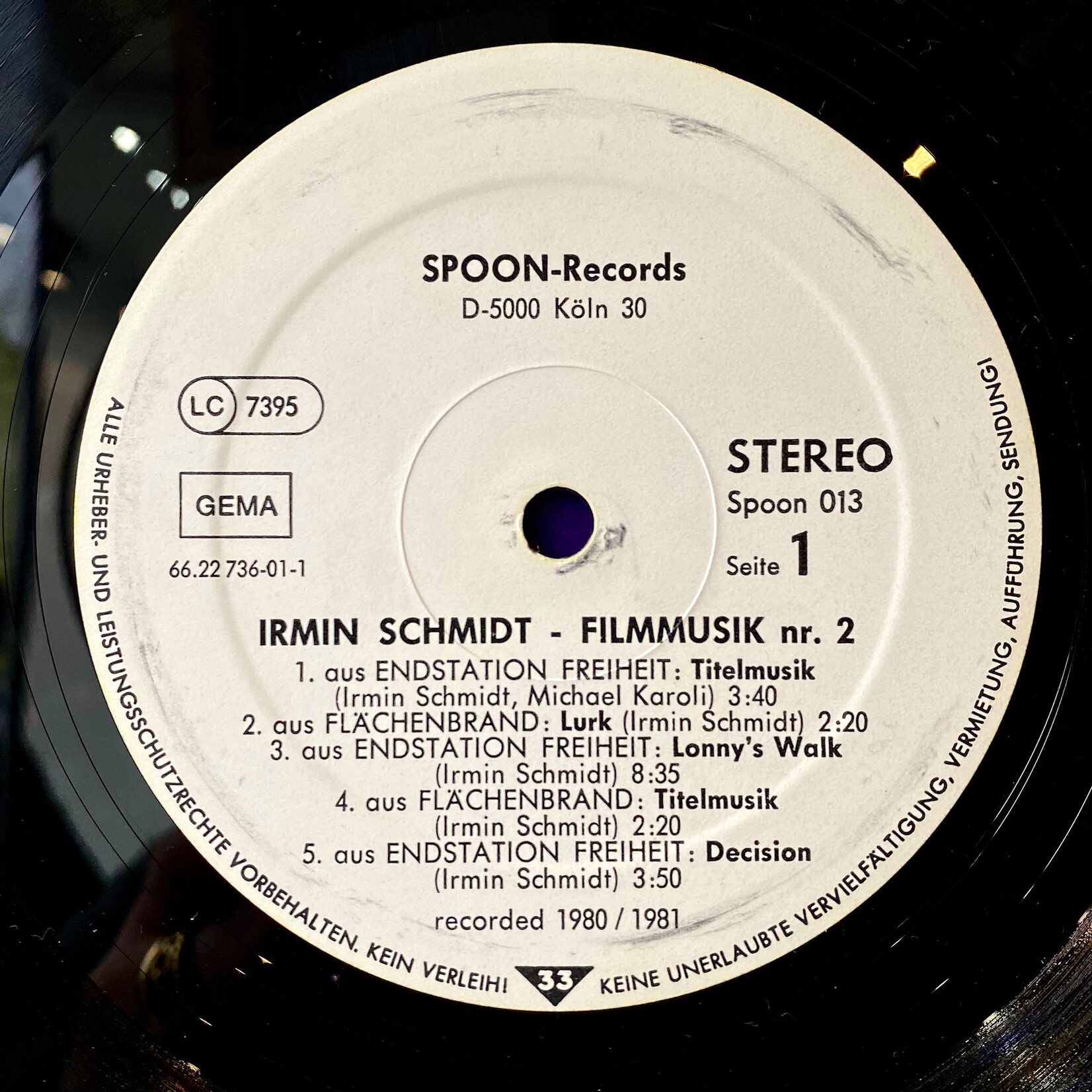 [Nick's Disk Pics] Schmidt, Irmin: Filmmusik nr.2 (1982, Germany, EX) [SPOON]