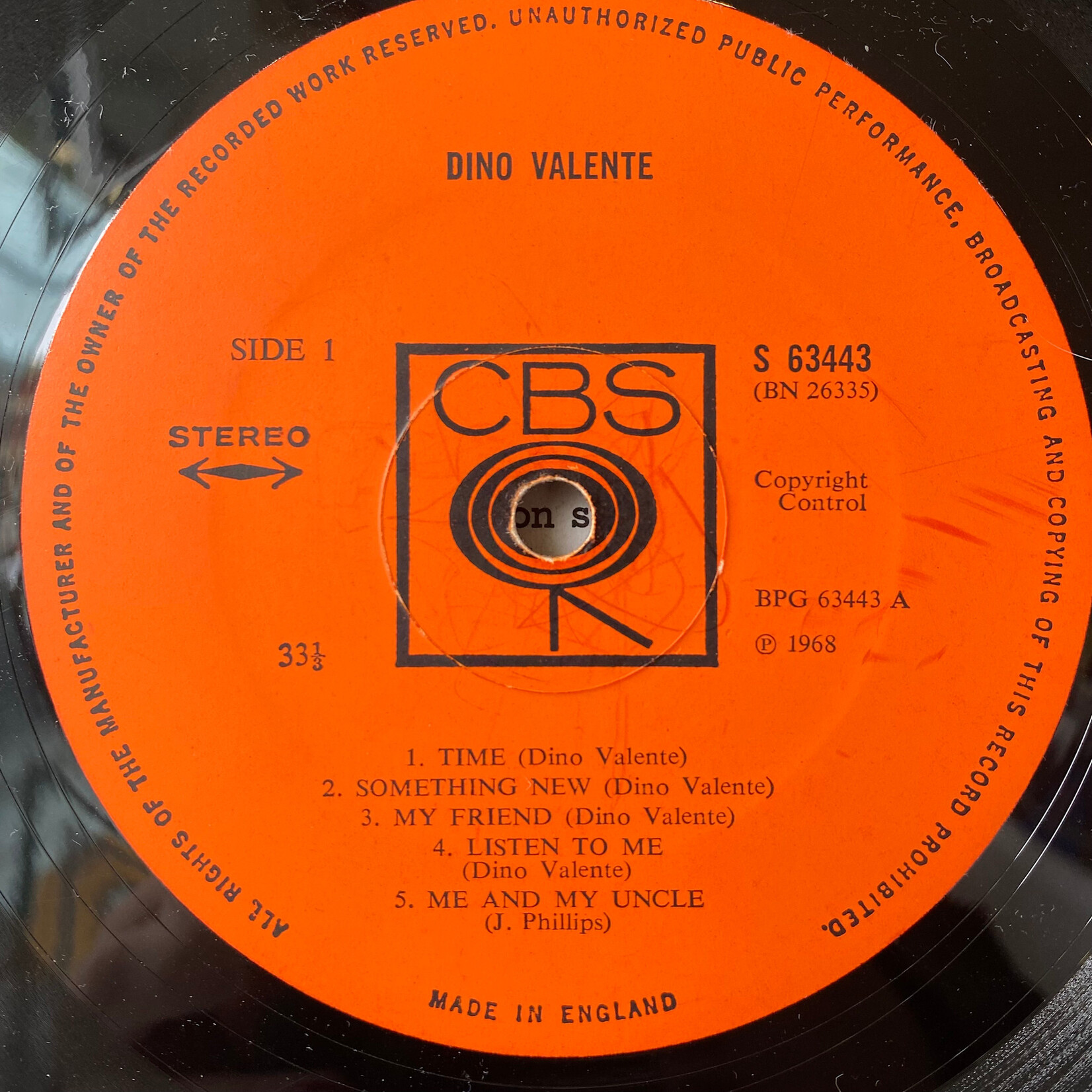 [Nick's Disk Pics] Dino Valente: Dino Valente (1968, UK, VG) [CBS]