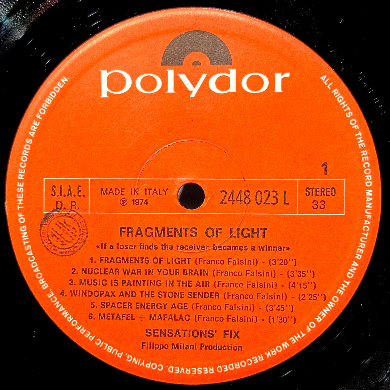 [Nick's Disk Pics] Sensations' Fix: Fragment of Light (1974, Italy, VG+) [POLYDOR]