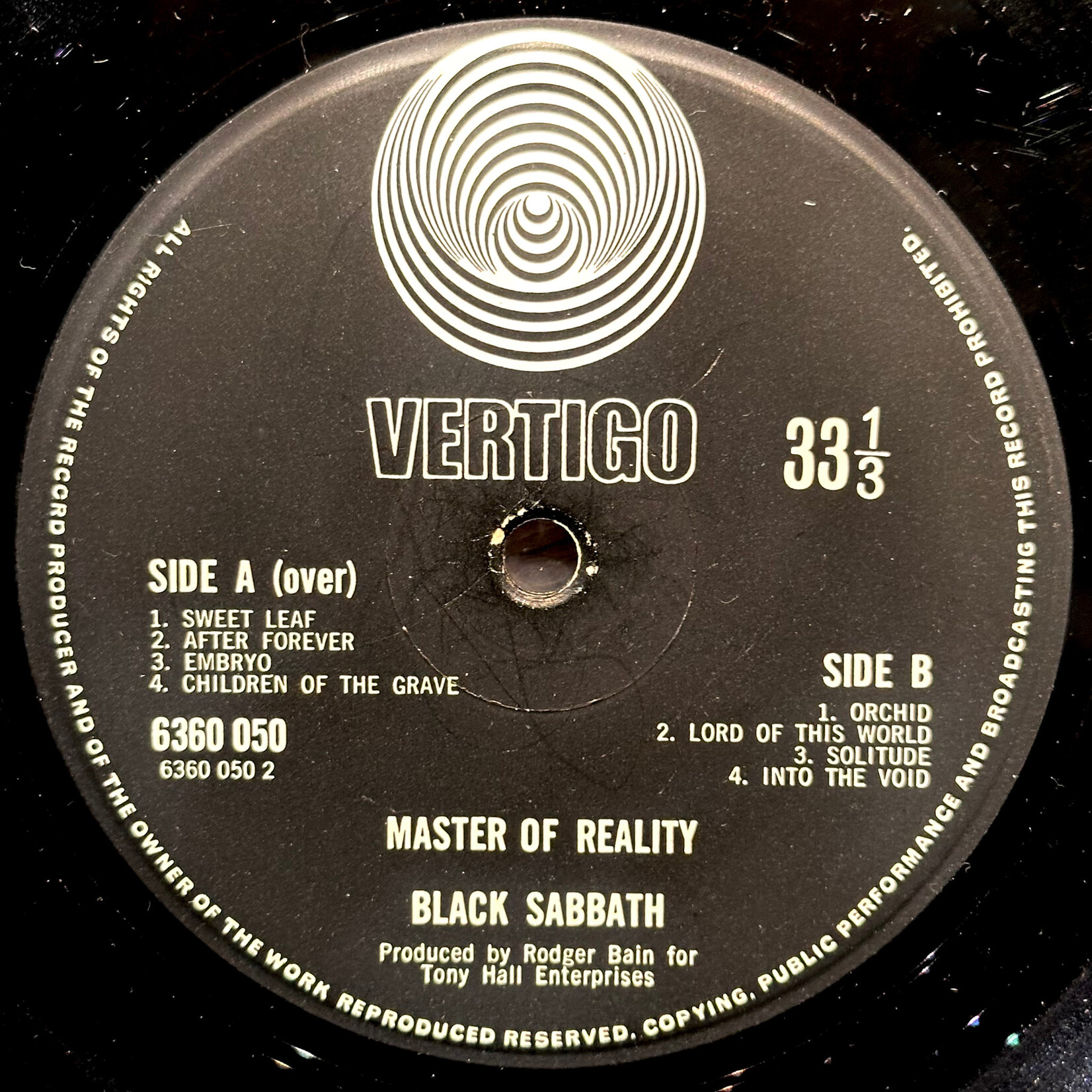 [Nick's Disk Pics] Black Sabbath: Master of Reality (1971, UK, VG)[VERTIGO]