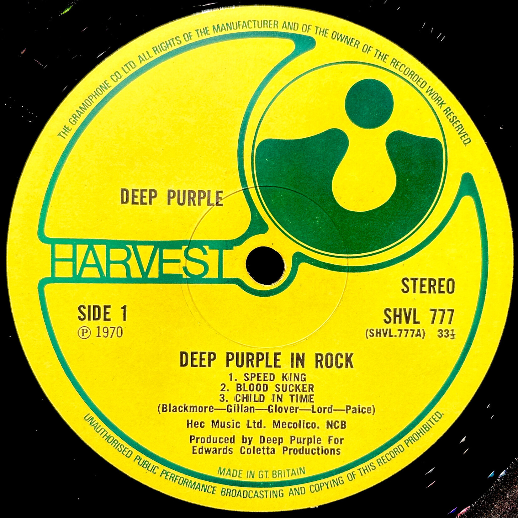 [Nick's Disk Pics] Deep Purple: ... In Rock ( 1970, Uk, VG+) [HARVEST]