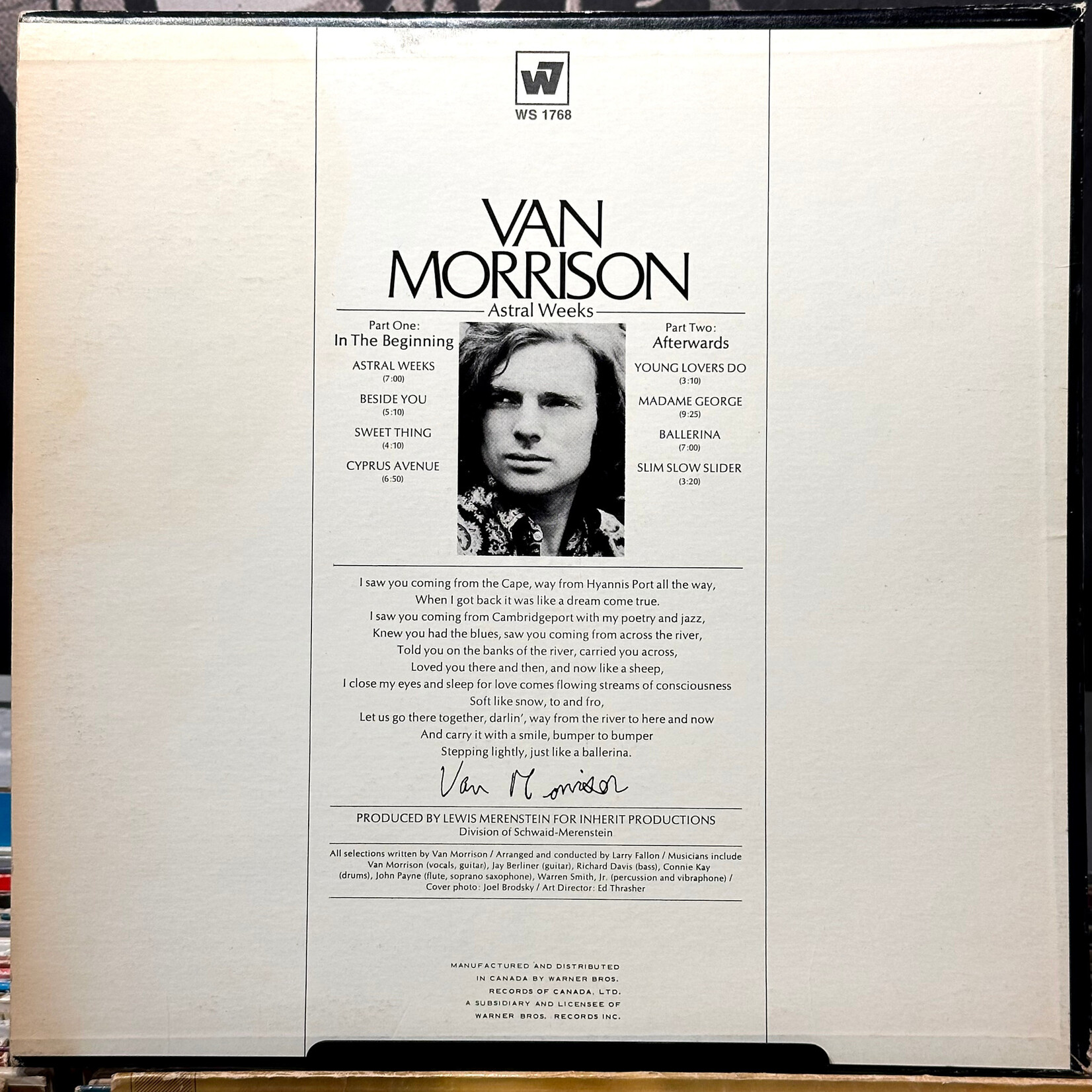 [Nick's Disk Pics] Morrison, Van: Astral Weeks (1968, Canada, VG+)