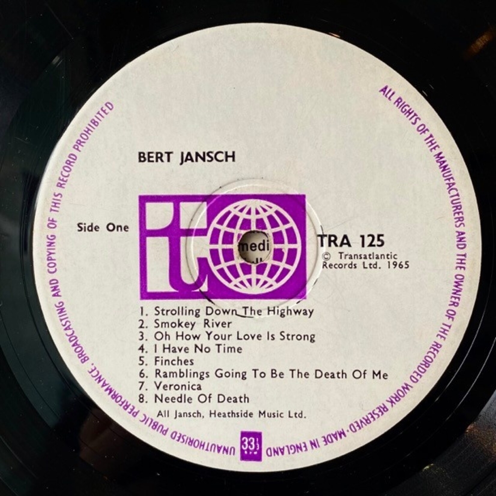 [Nick's Disk Pics] Jansch, Bert: self-titled (1965. UK, VG) [TRANSATLANTIC]