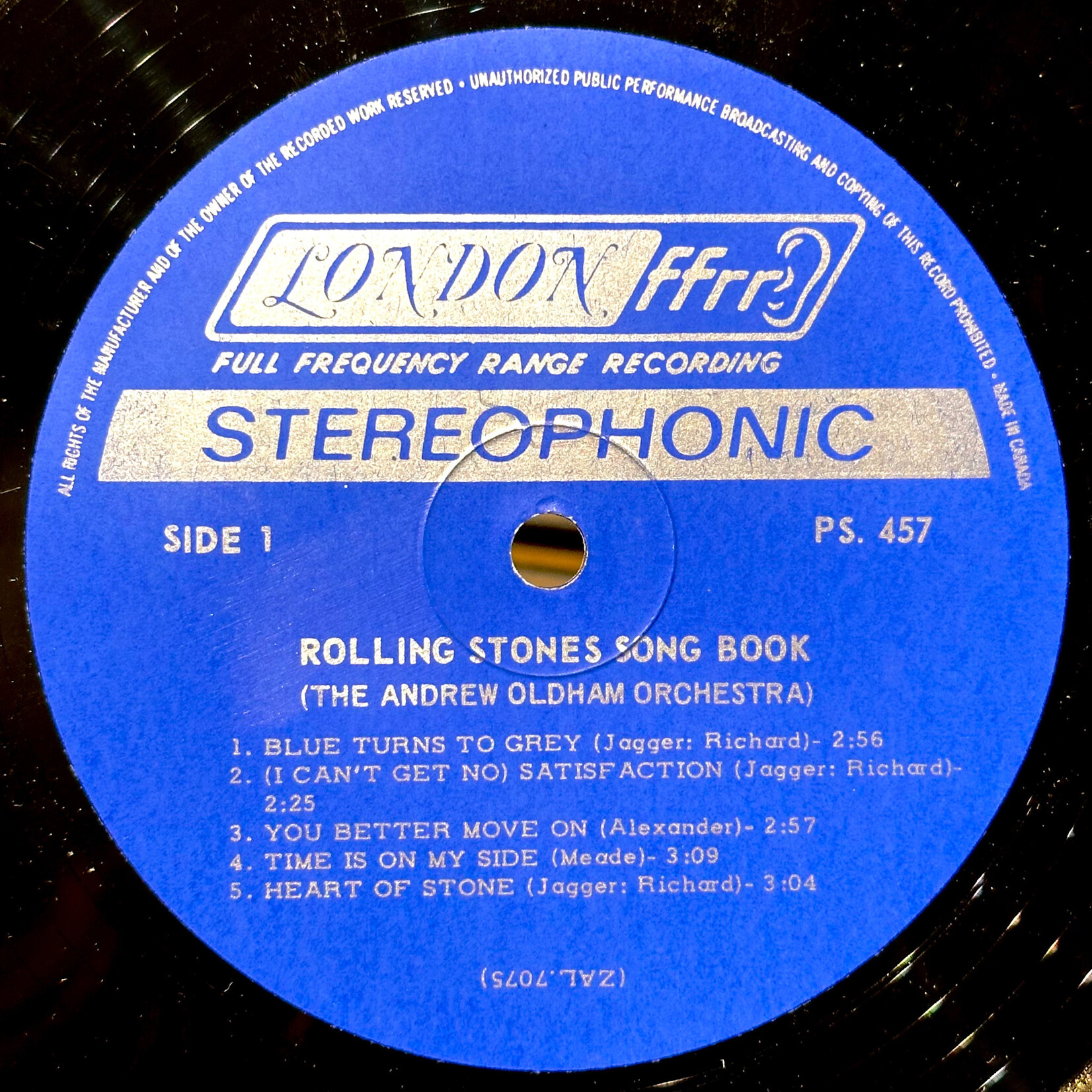 [Nick's Disk Pics] Rolling Stones: Song Book; The Andrew OldHam Orchestra (1965, Canada, VG+) [LONDON]