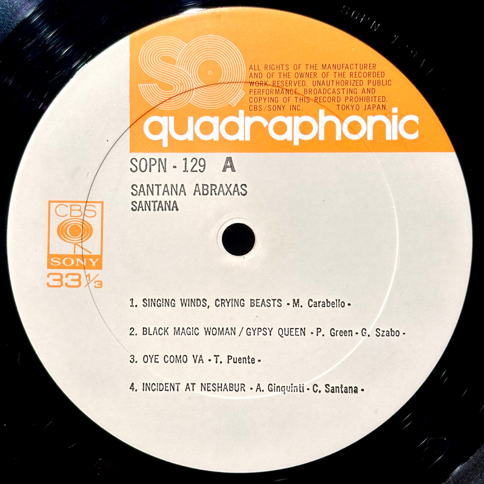 [Nick's Disk Pics] Santana: Abraxas ( 1975, Japan, Ex)[CBS]