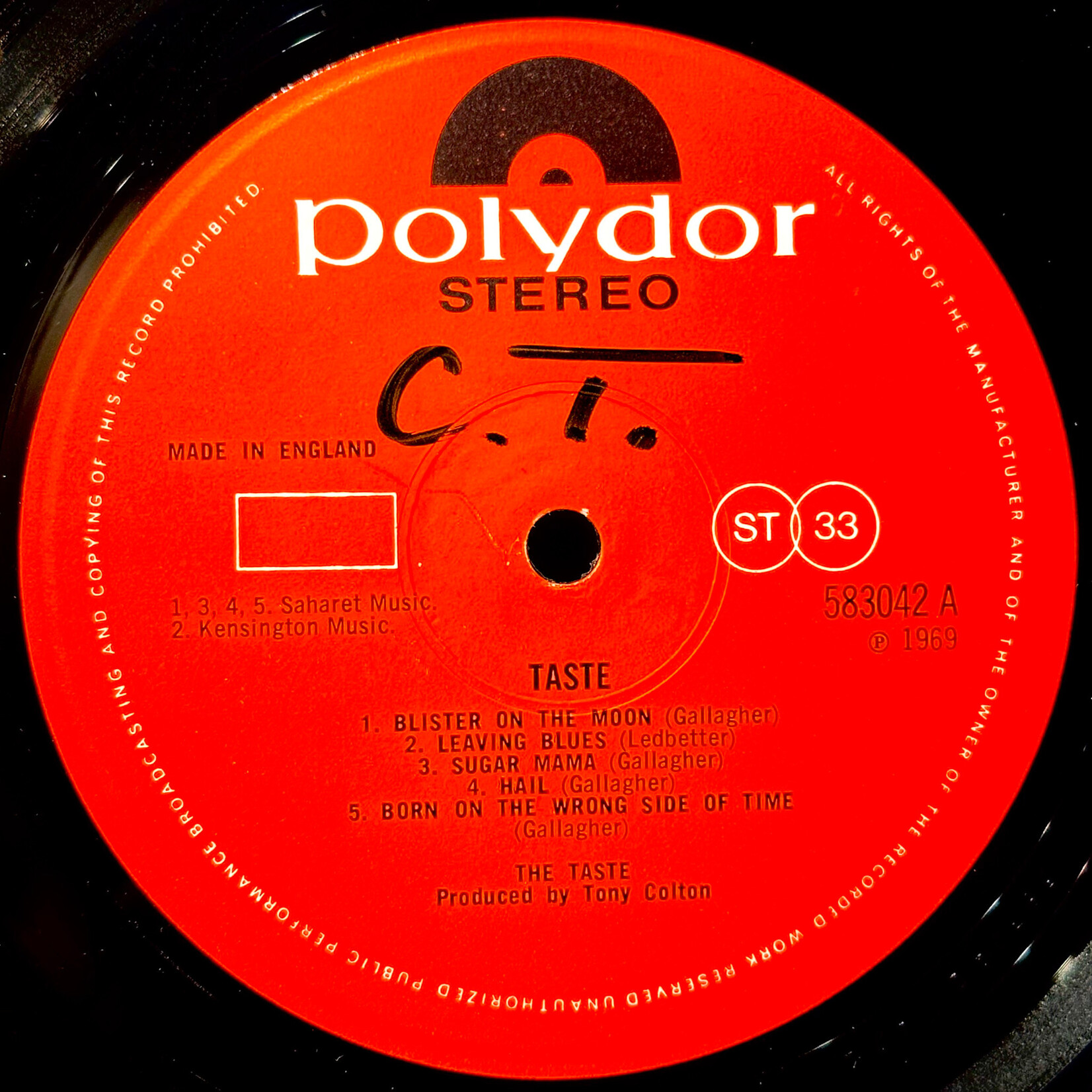 [Nick's Disk Pics] Taste (Rory Gallagher): self-titled (1969, UK, VG+) [POLYDOR]